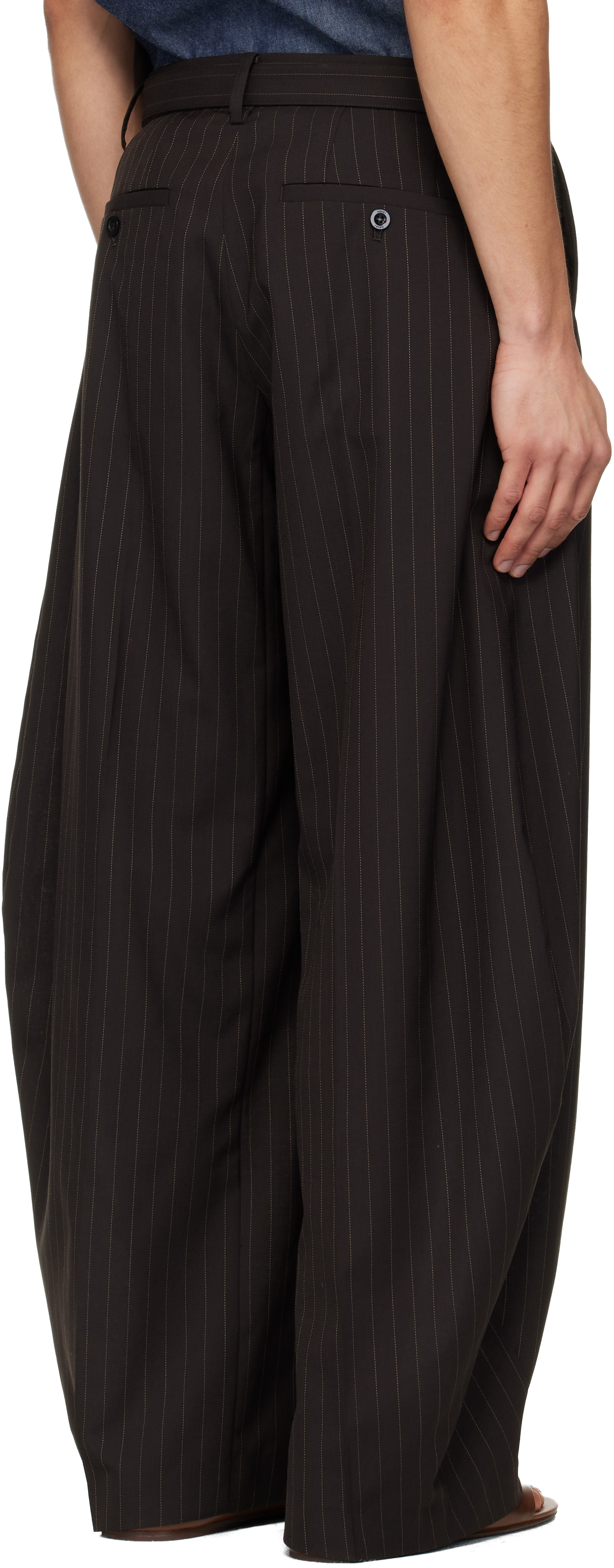 Sacai 26ss Chalk Stripe Pants size2 ブラウン sacai: Brown Chalk Stripe Trousers | SSENSE Denmark