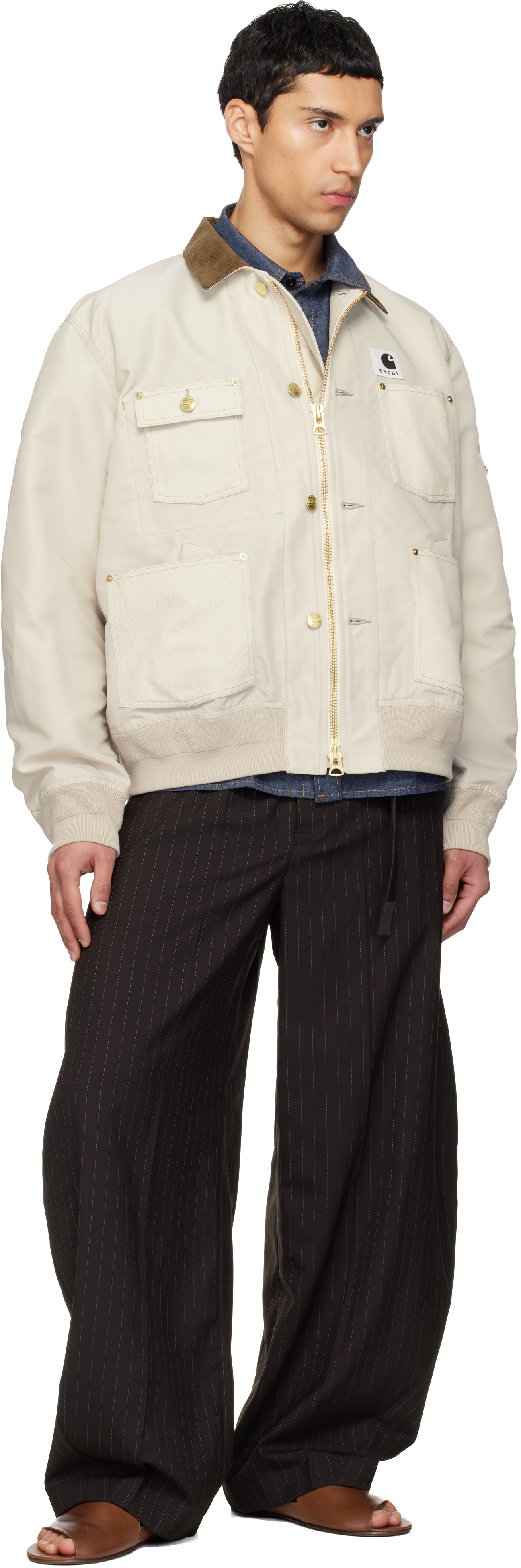 Sacai 26ss Chalk Stripe Pants size2 ブラウン sacai: Brown Chalk Stripe Trousers | SSENSE Denmark