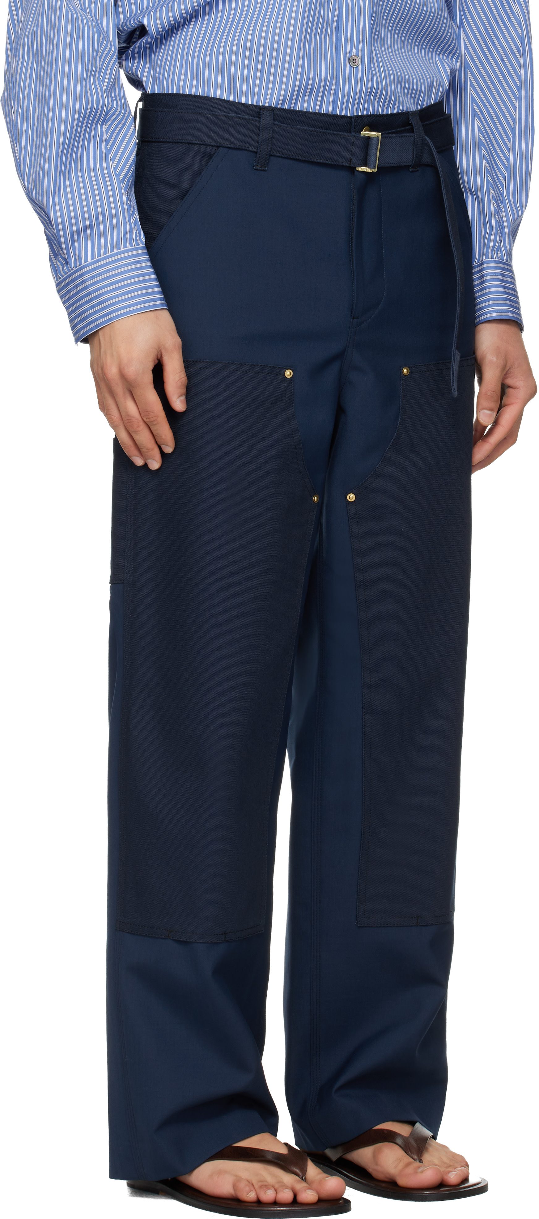 sacai: ネイビー Carhartt WIPエディション Duck トラウザーズ