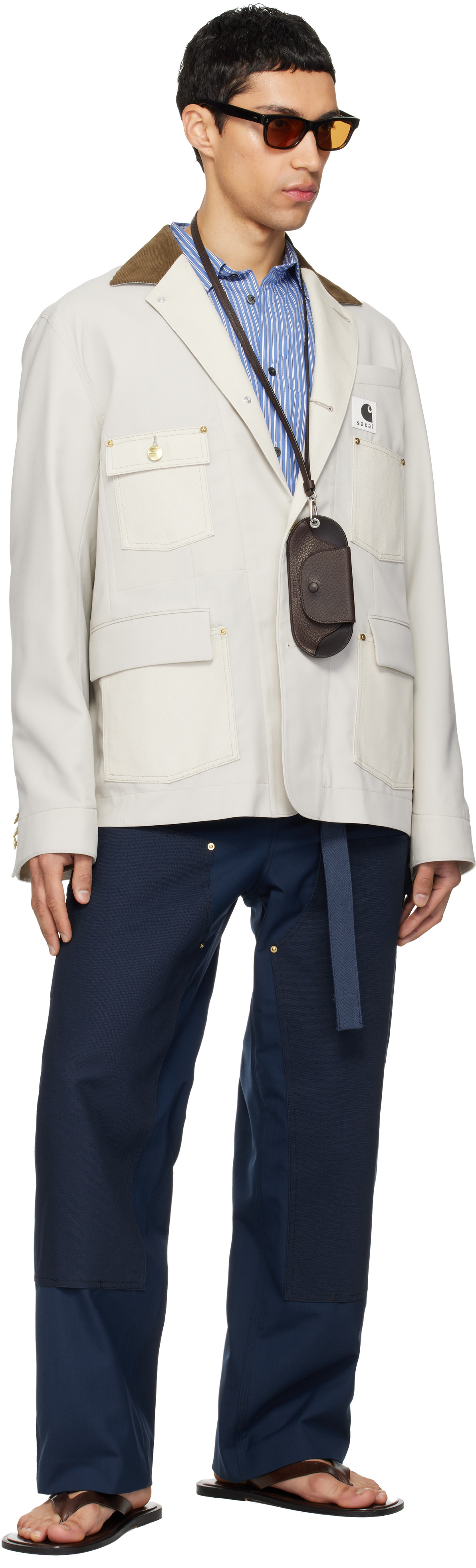 sacai: ネイビー Carhartt WIPエディション Duck トラウザーズ