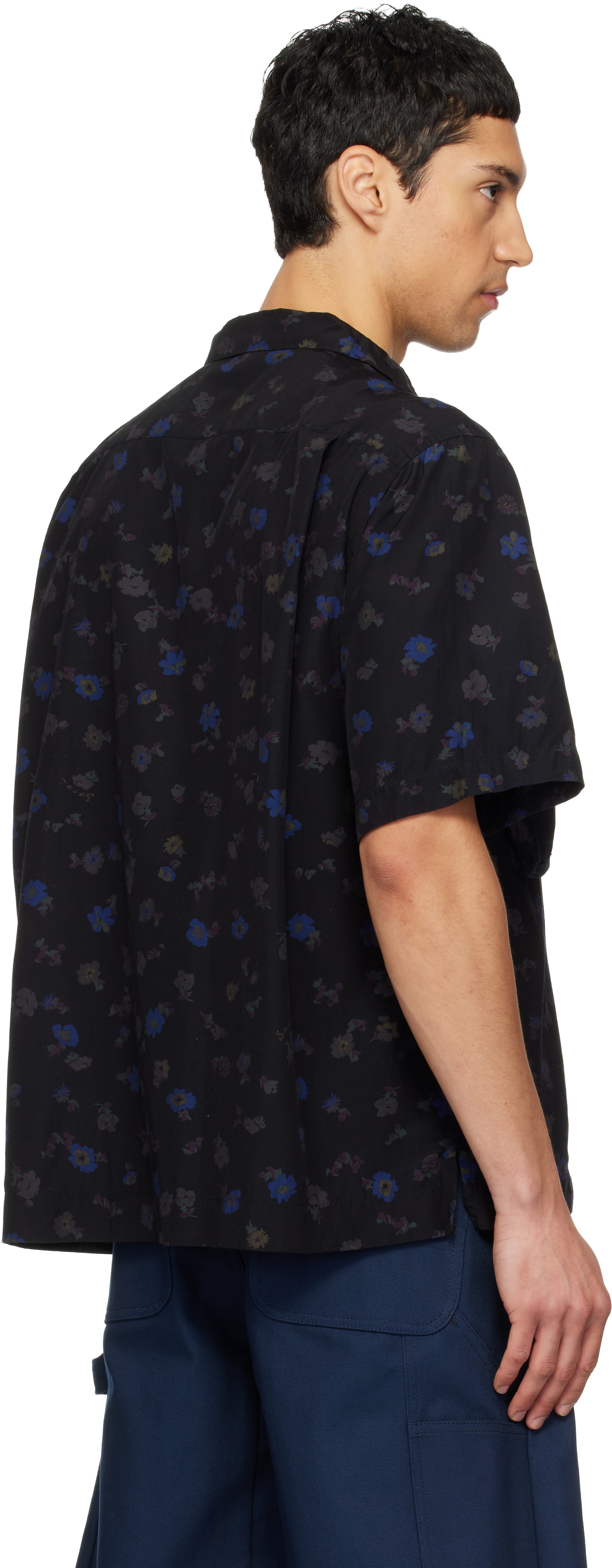 sacai: Black Overdyed Floral Print Shirt | SSENSE