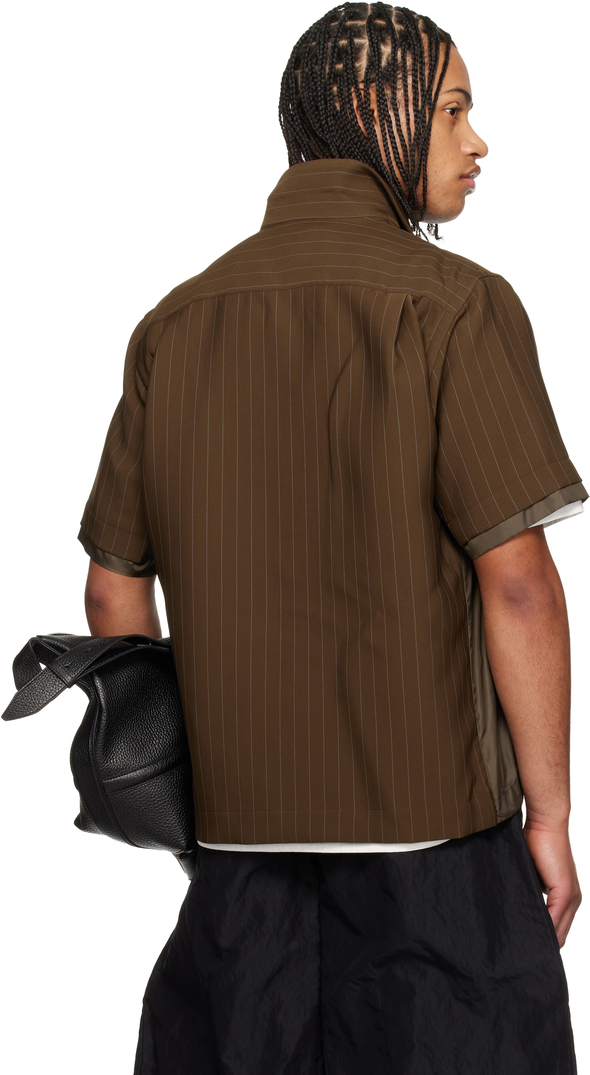 sacai: Brown Matelasse Twill Shirt | SSENSE