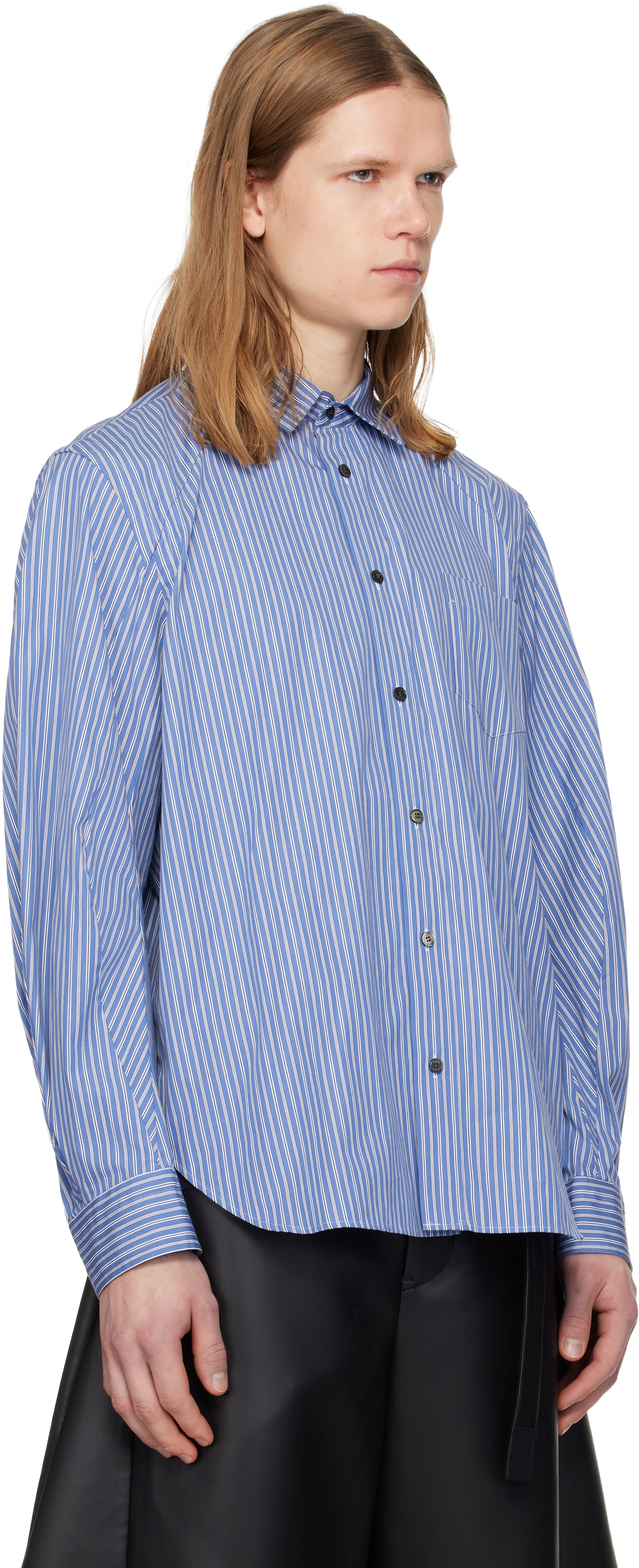 sacai: Blue Poplin Shirt | SSENSE
