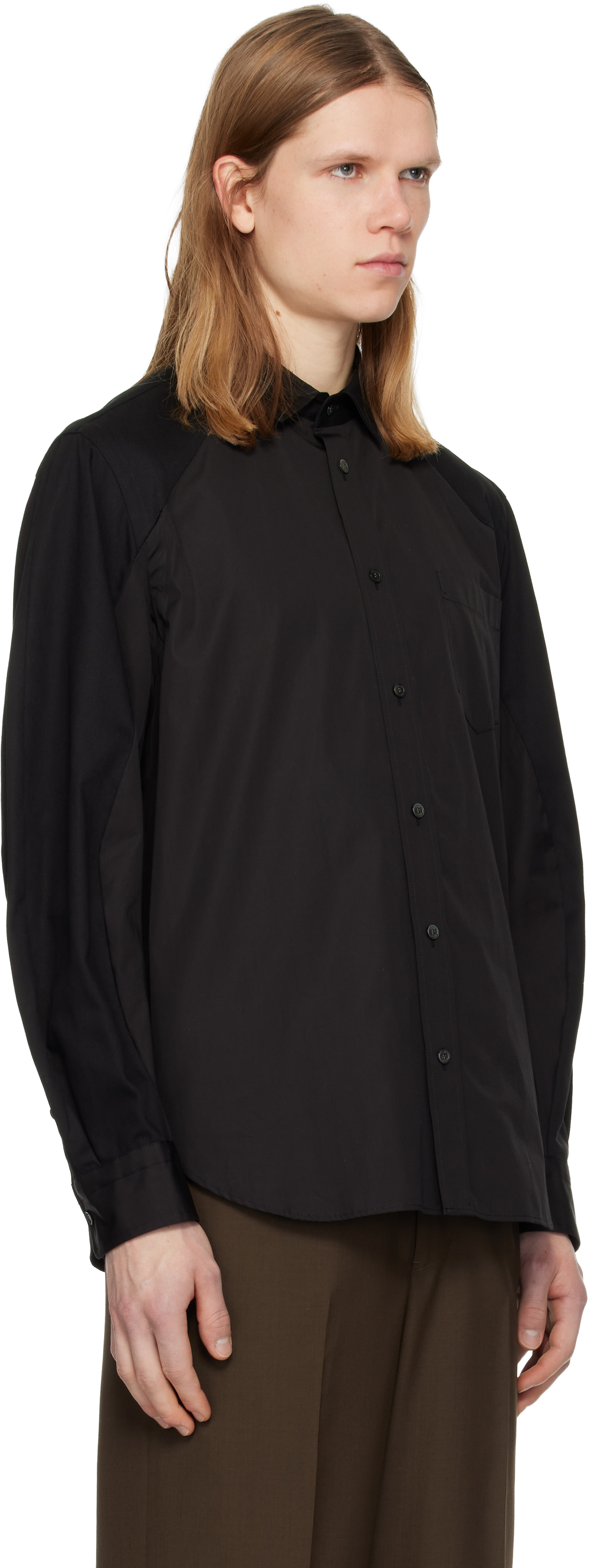 sacai: Black Poplin Shirt | SSENSE