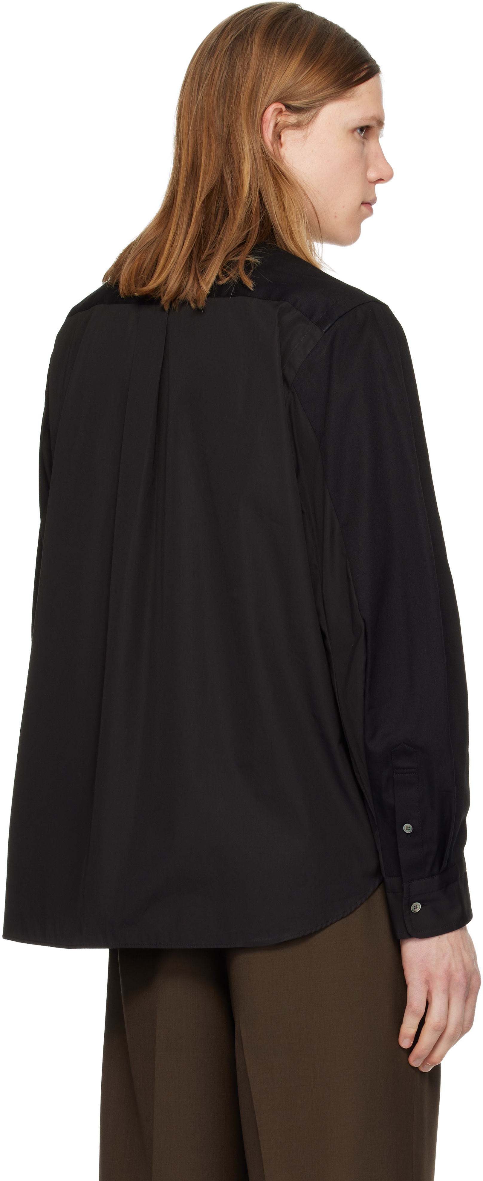 sacai: Black Poplin Shirt | SSENSE