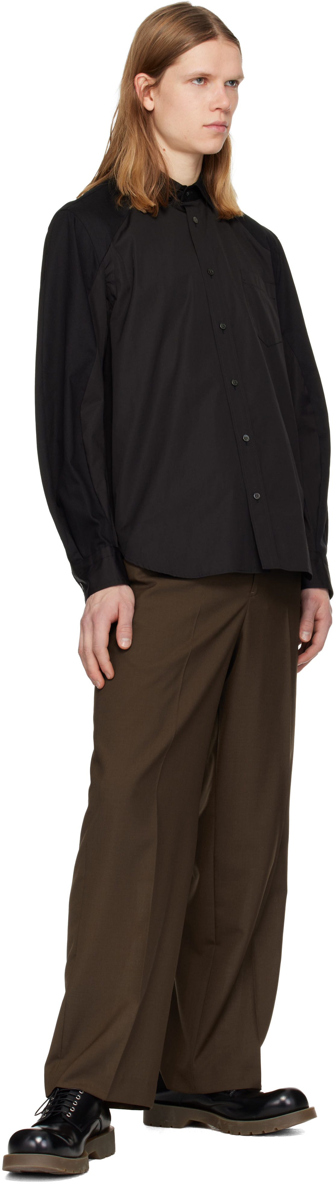 sacai: Black Poplin Shirt | SSENSE