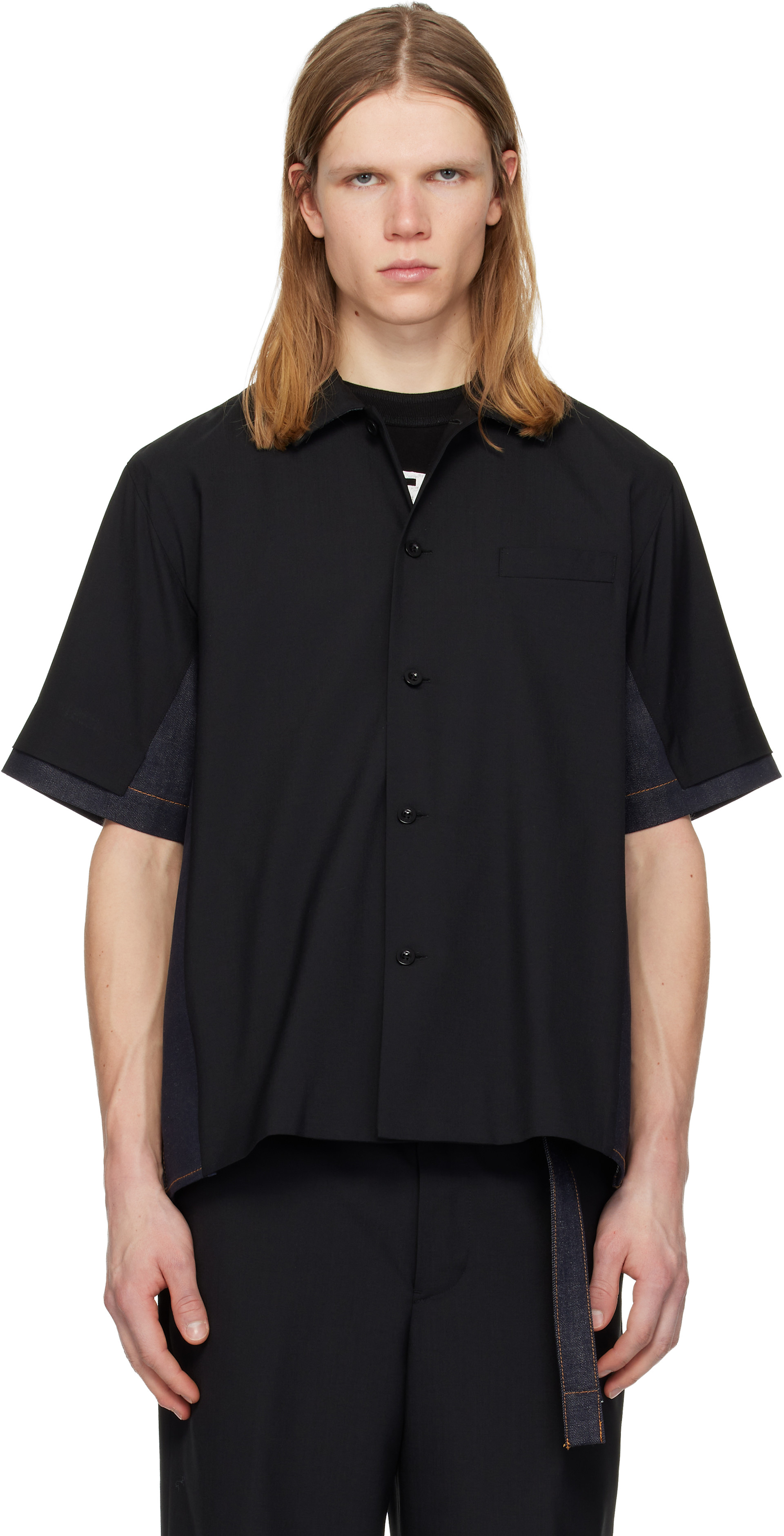 sacai: ブラック Suiting & Denim シャツ | SSENSE 日本 sacai: ブラック Suiting & Denim シャツ | SSENSE 日本