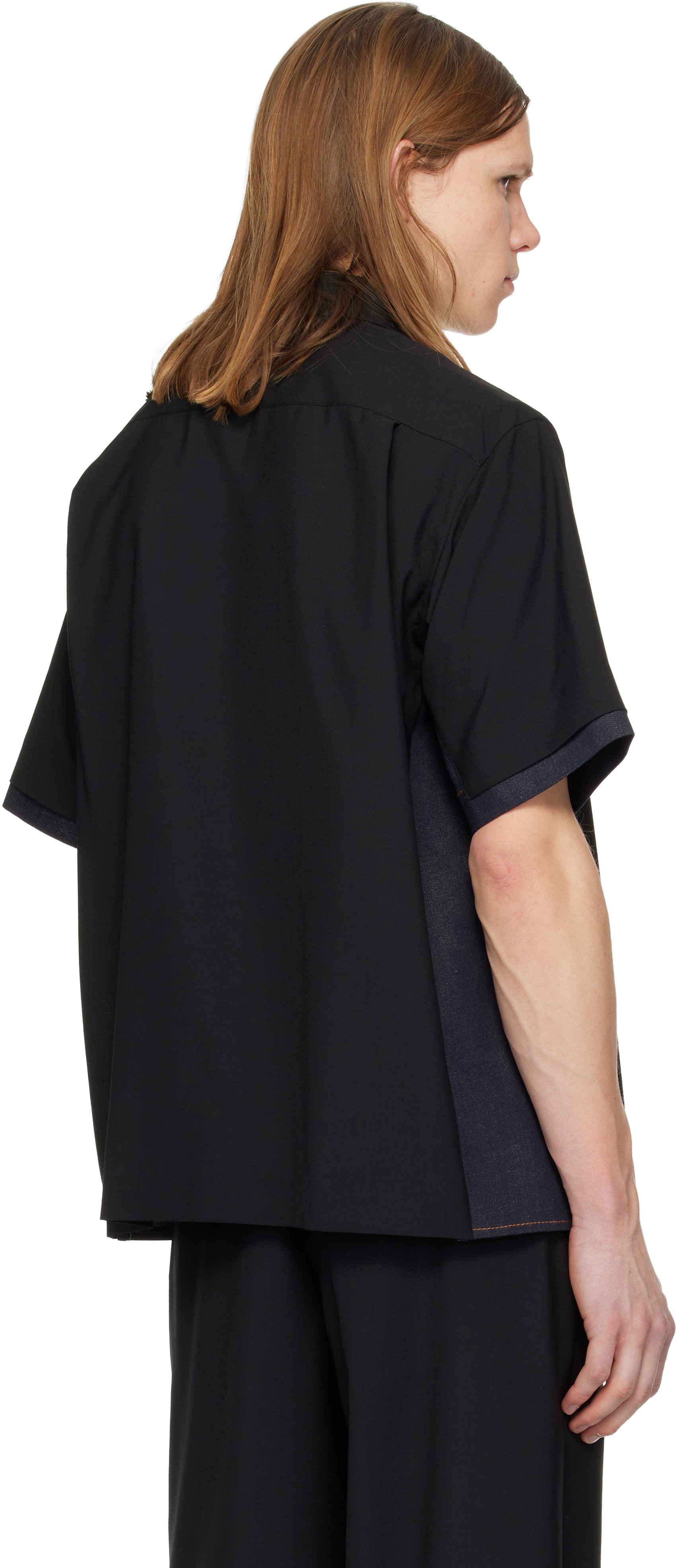 トップス sacai 23SS SuitingShirt sacai: Black Suiting & Denim Shirt | SSENSE