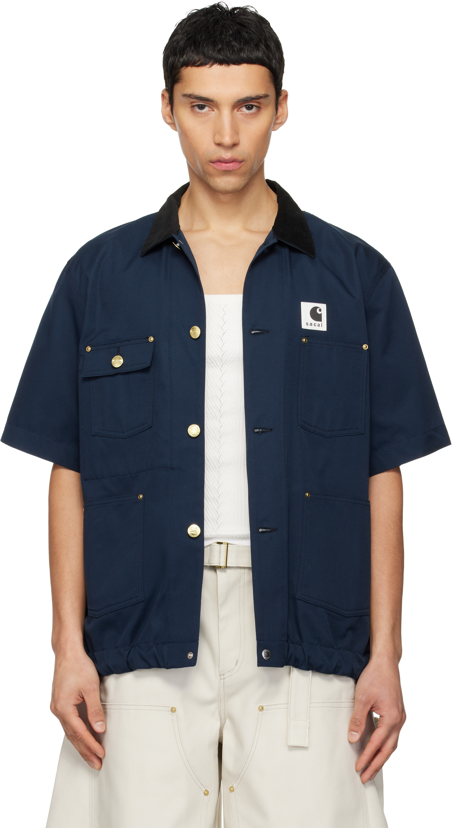 sacai: Navy Carhartt WIP Edition Duck Shirt | SSENSE Canada