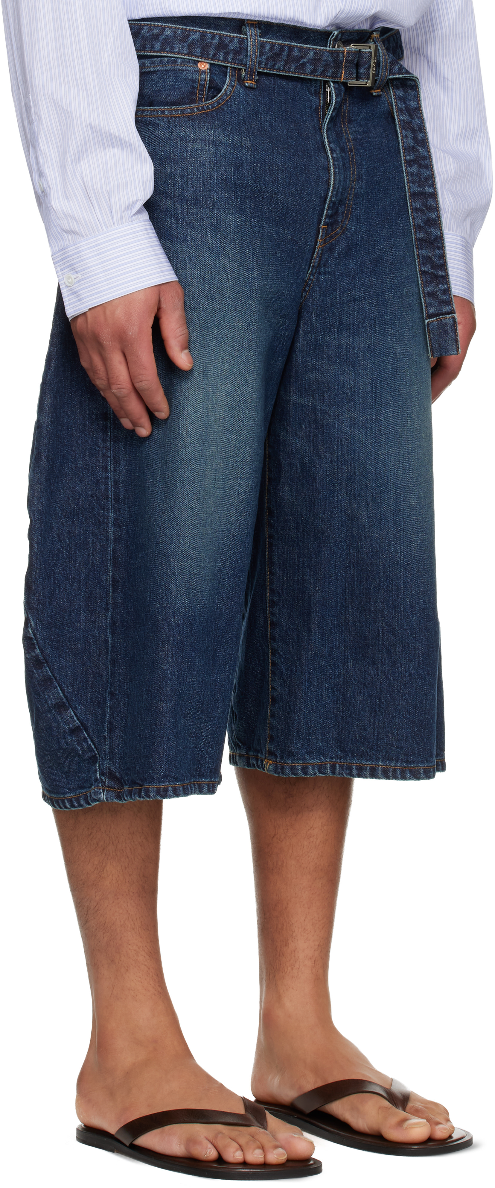sacai: Blue Faded Denim Shorts | SSENSE