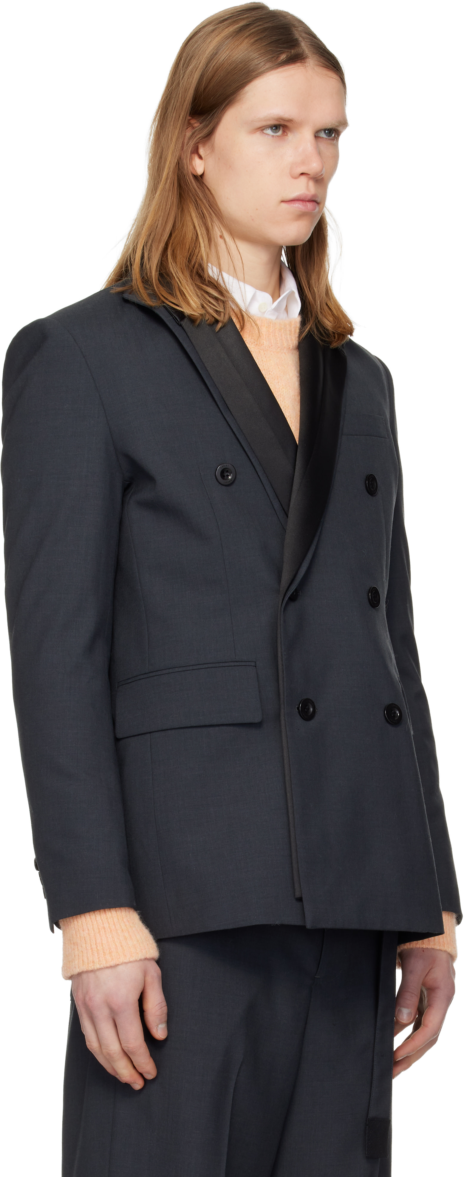 sacai: グレー Suiting テーラードジャケット | SSENSE 日本