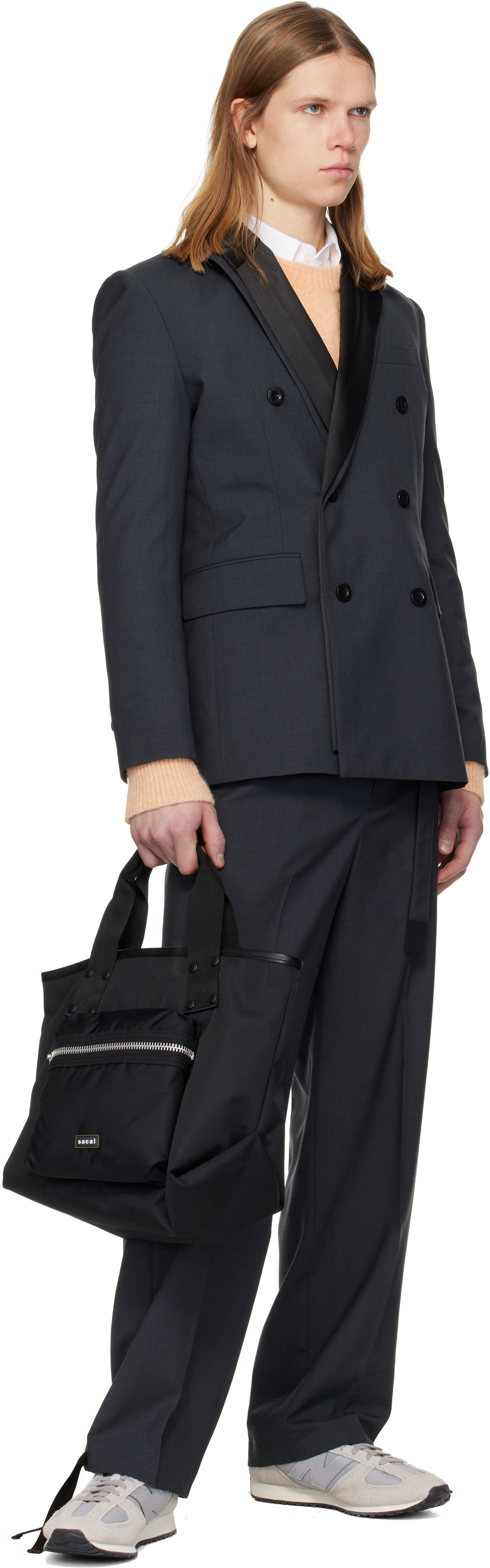 sacai: グレー Suiting テーラードジャケット | SSENSE 日本
