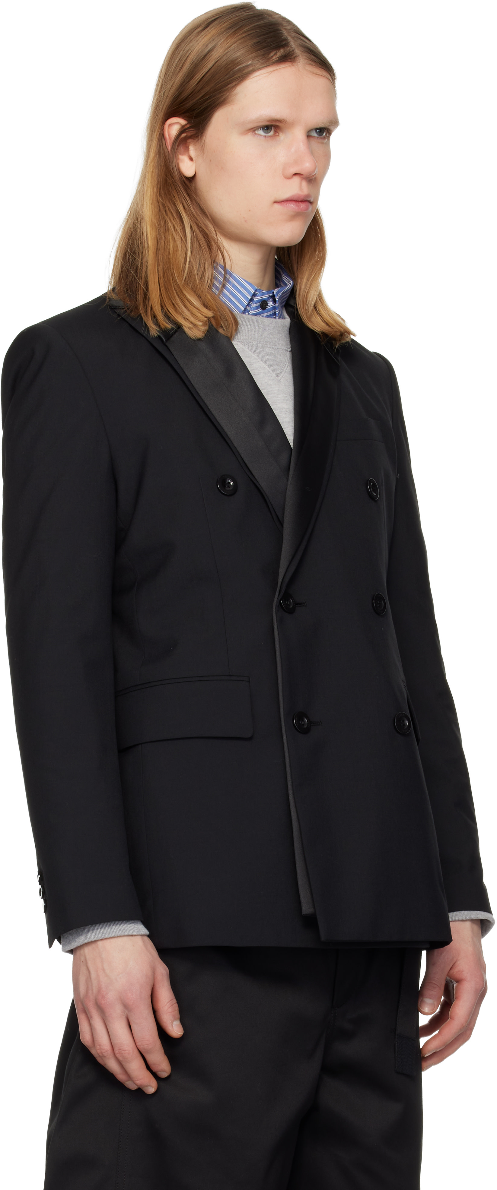 sacai - ブラック Suiting テーラードジャケット