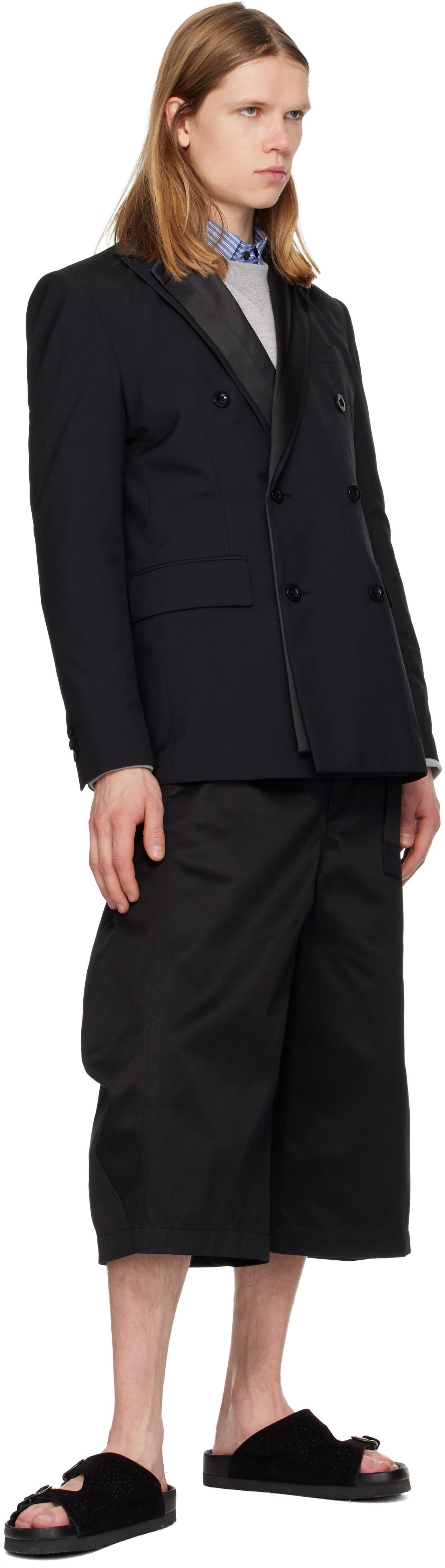 sacai - ブラック Suiting テーラードジャケット
