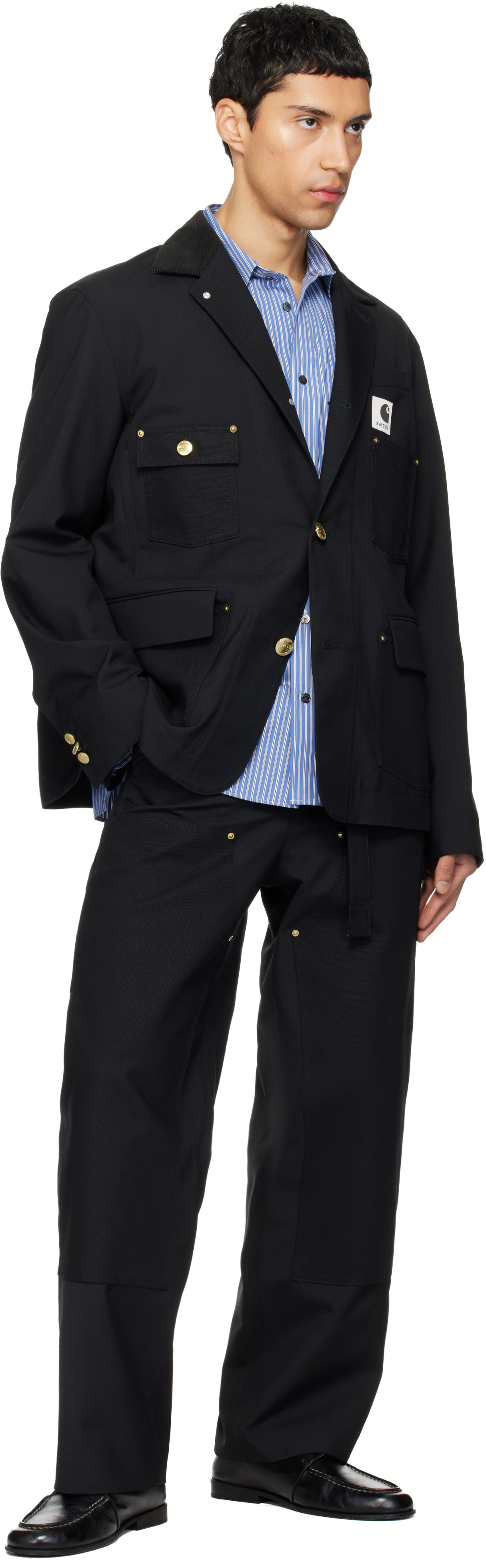sacai: Black Carhartt WIP Edition Suiting & Duck Blazer | SSENSE