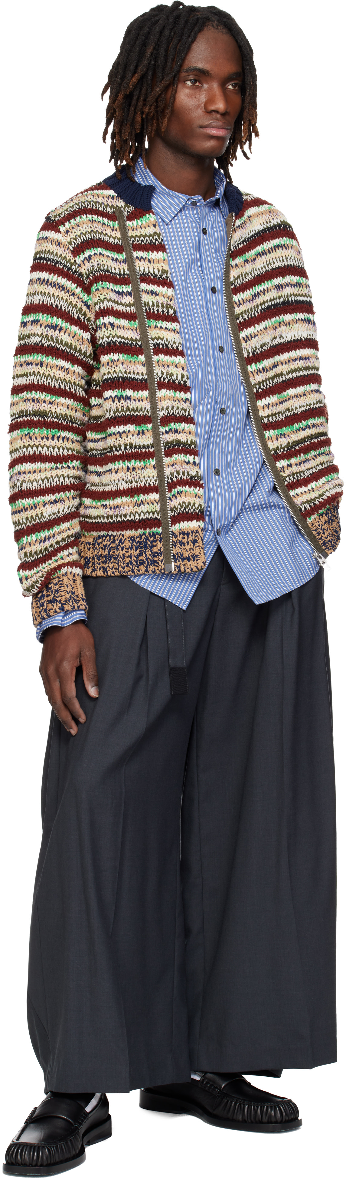 sacai: Multicolor Mix Knit Blouson Cardigan | SSENSE