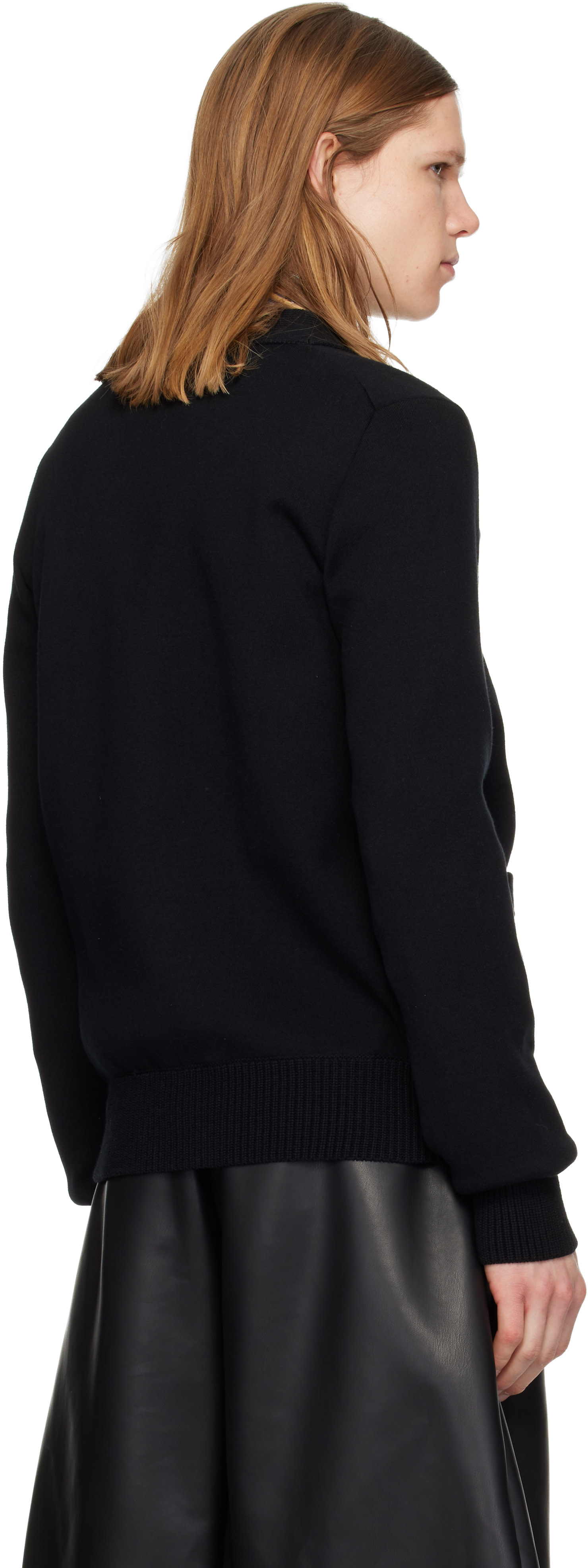 トップス sacai cotton cashmere cardigan khaki 1 sacai: Black Cotton Cashmere Knit Cardigan | SSENSE