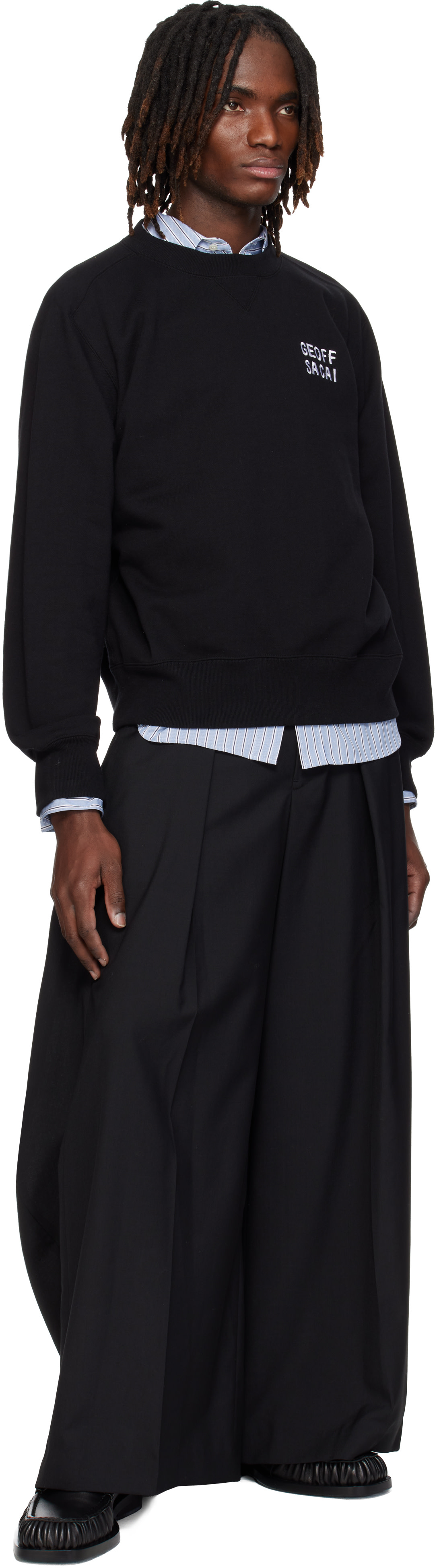 sacai: Black 'geoff sacai' Embroidery Pullover Sweatshirt | SSENSE