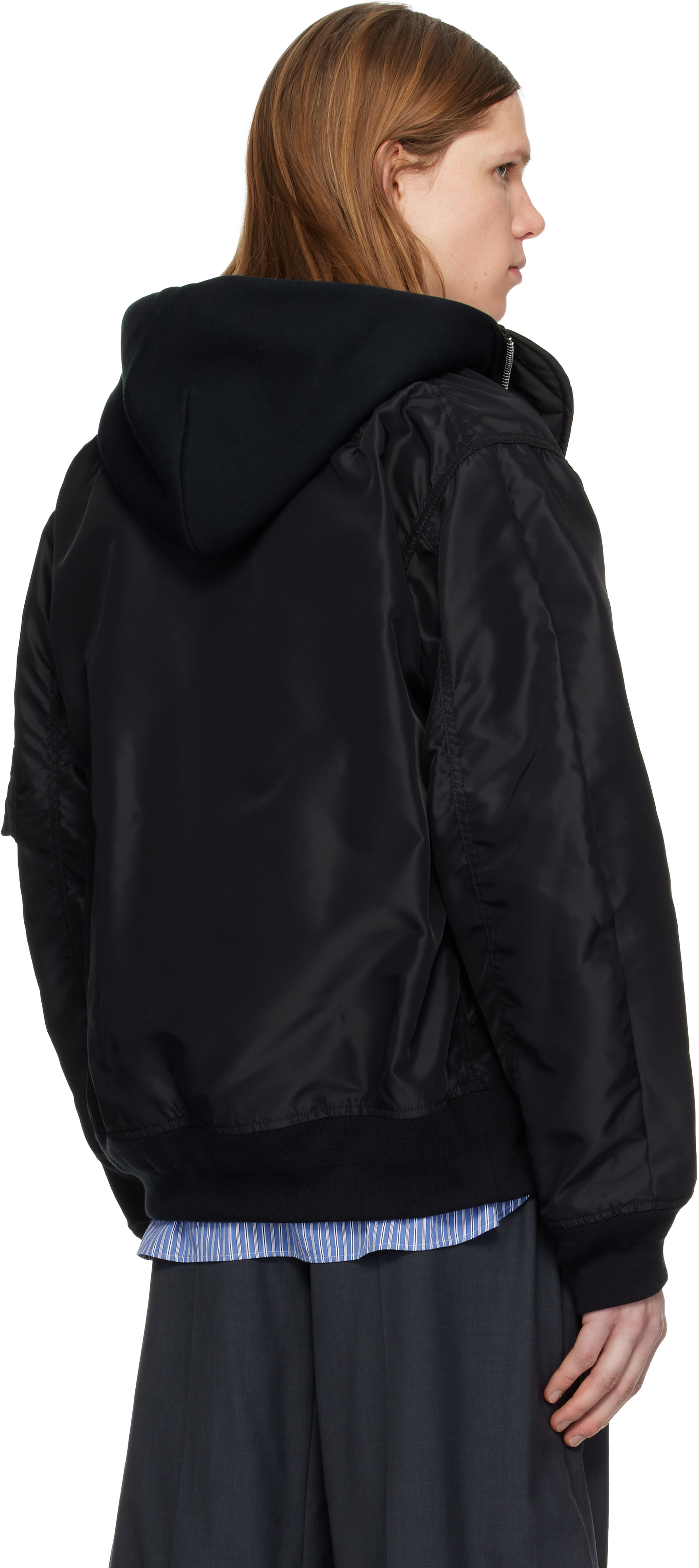sacai: Black Sponge Sweat Hoodie | SSENSE
