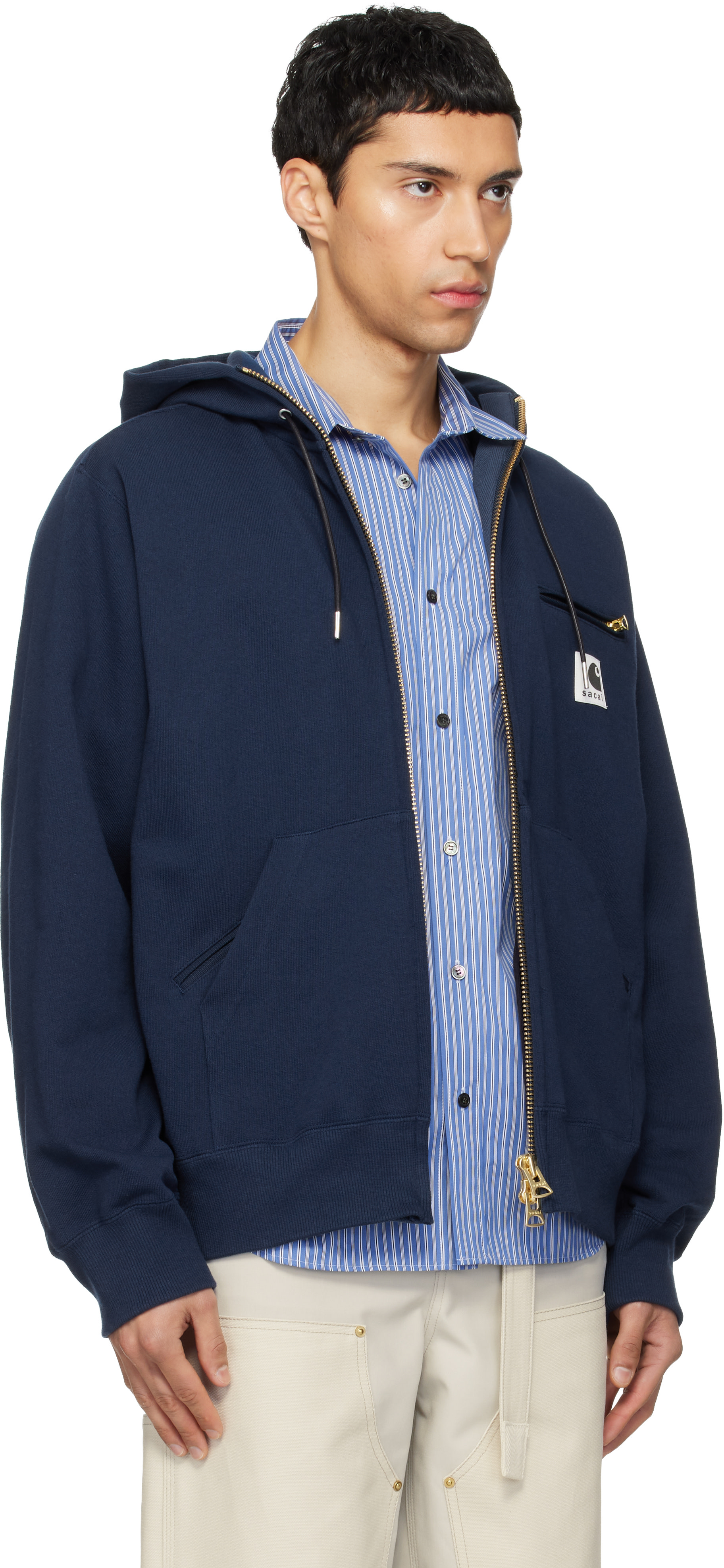 sacai: ネイビー Carhartt WIPエディション コットンジャージ フーディ