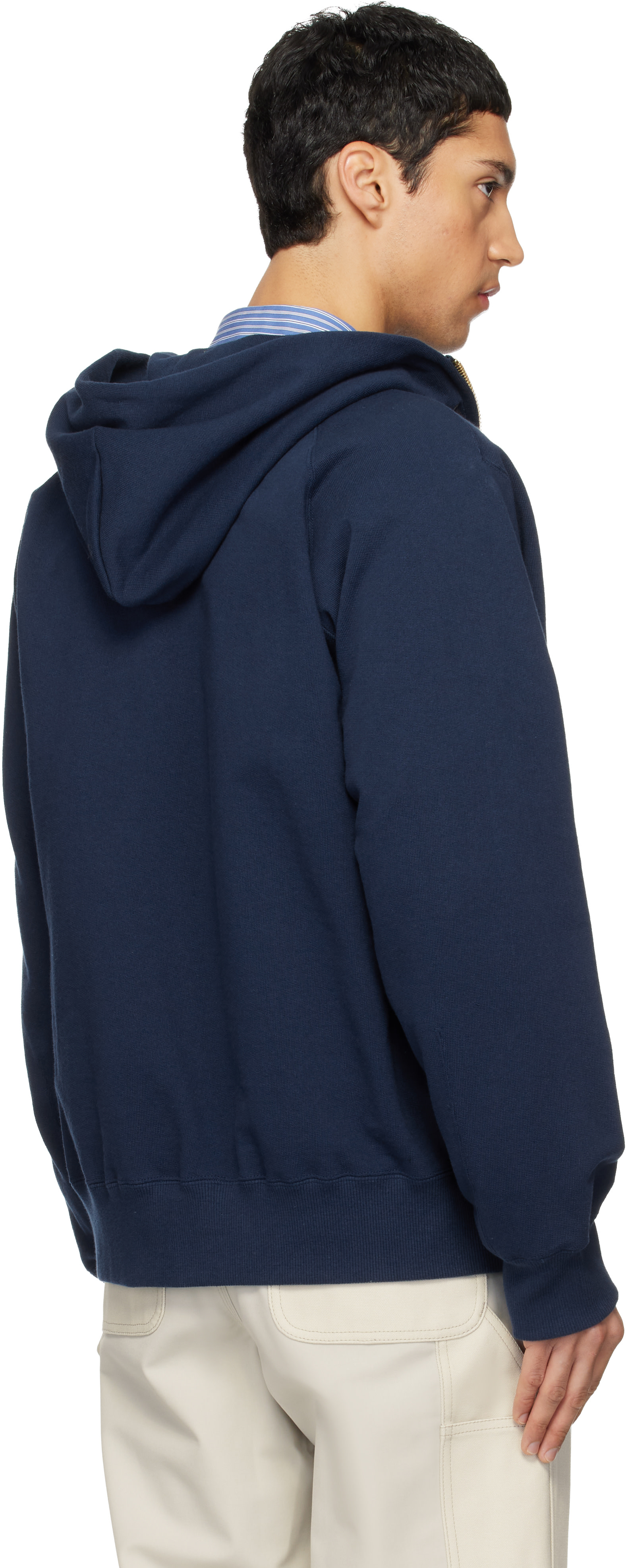 sacai: Navy Carhartt WIP Edition Cotton Jersey Hoodie | SSENSE