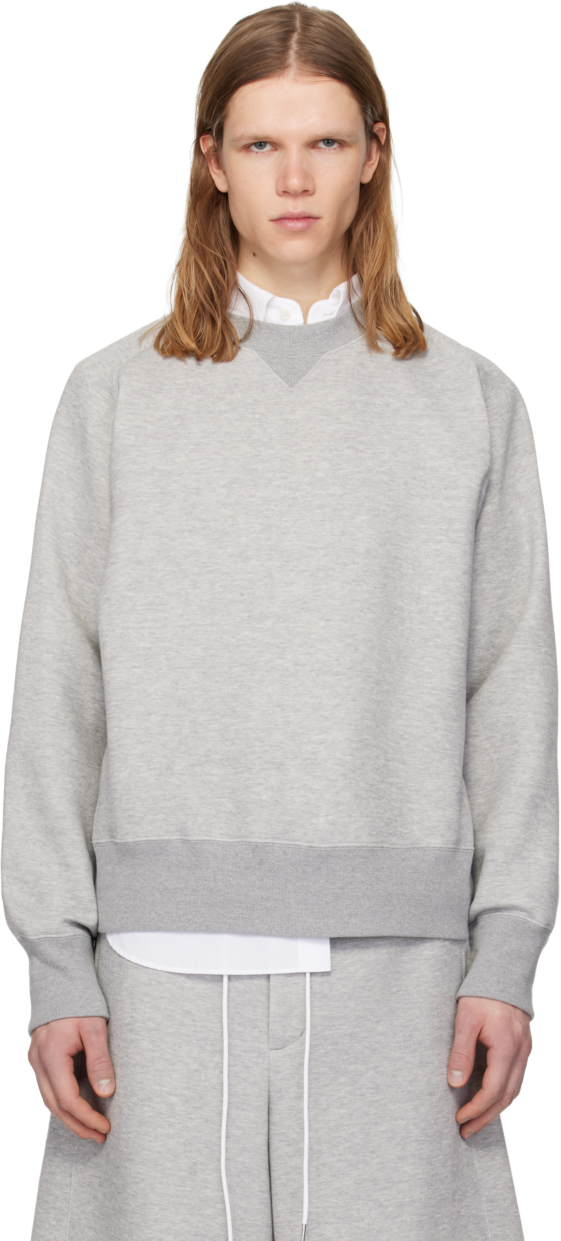 sacai - Pull molletonné gris en jersey