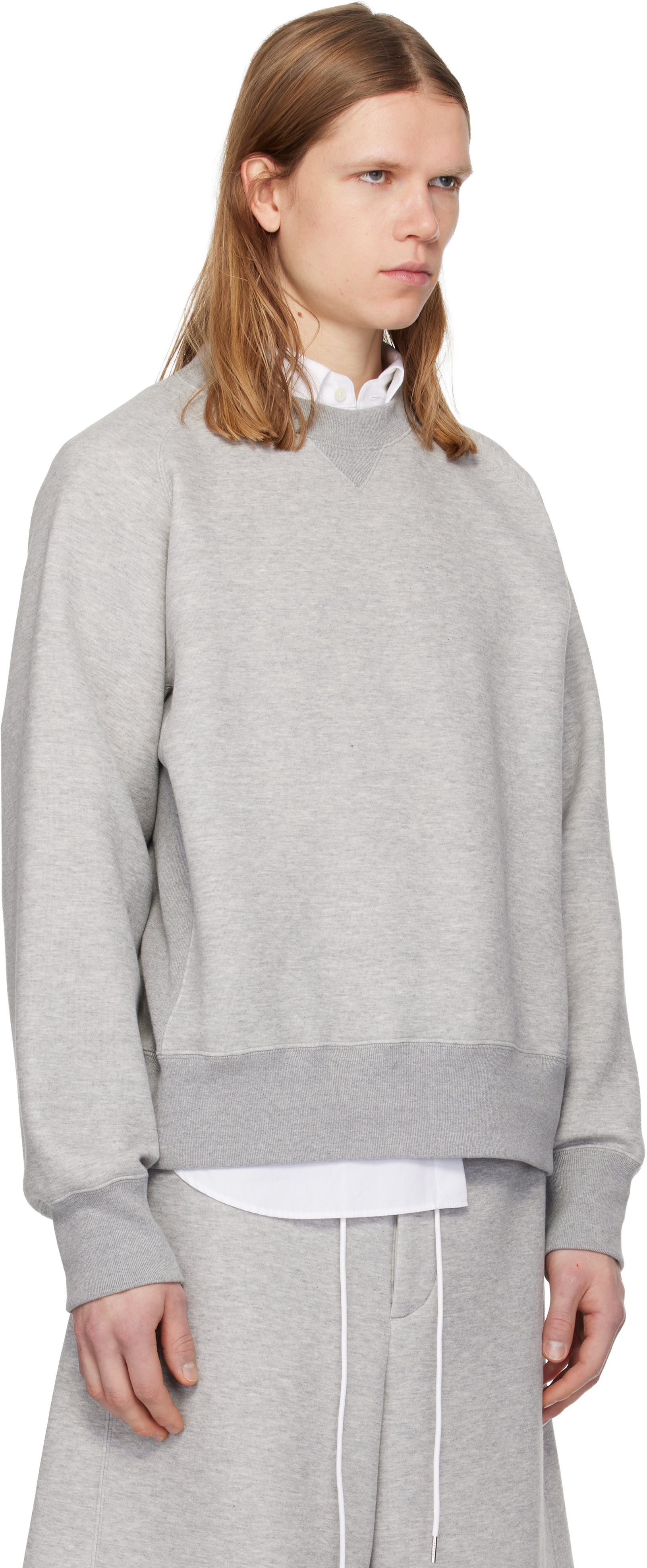 sacai - Pull molletonné gris en jersey
