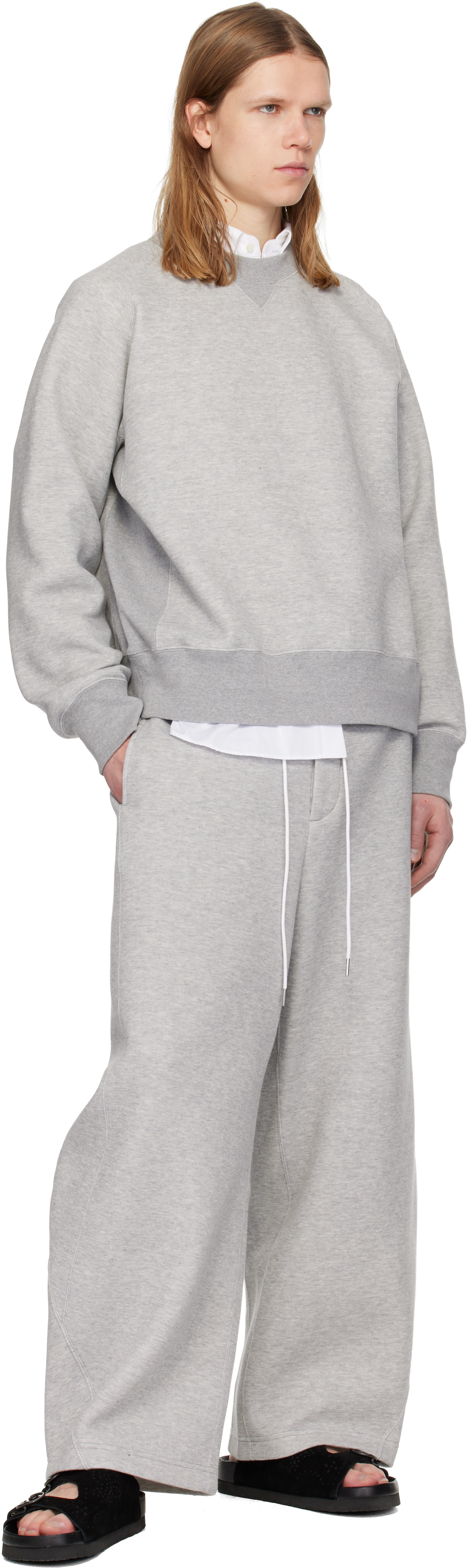 sacai - Pull molletonné gris en jersey