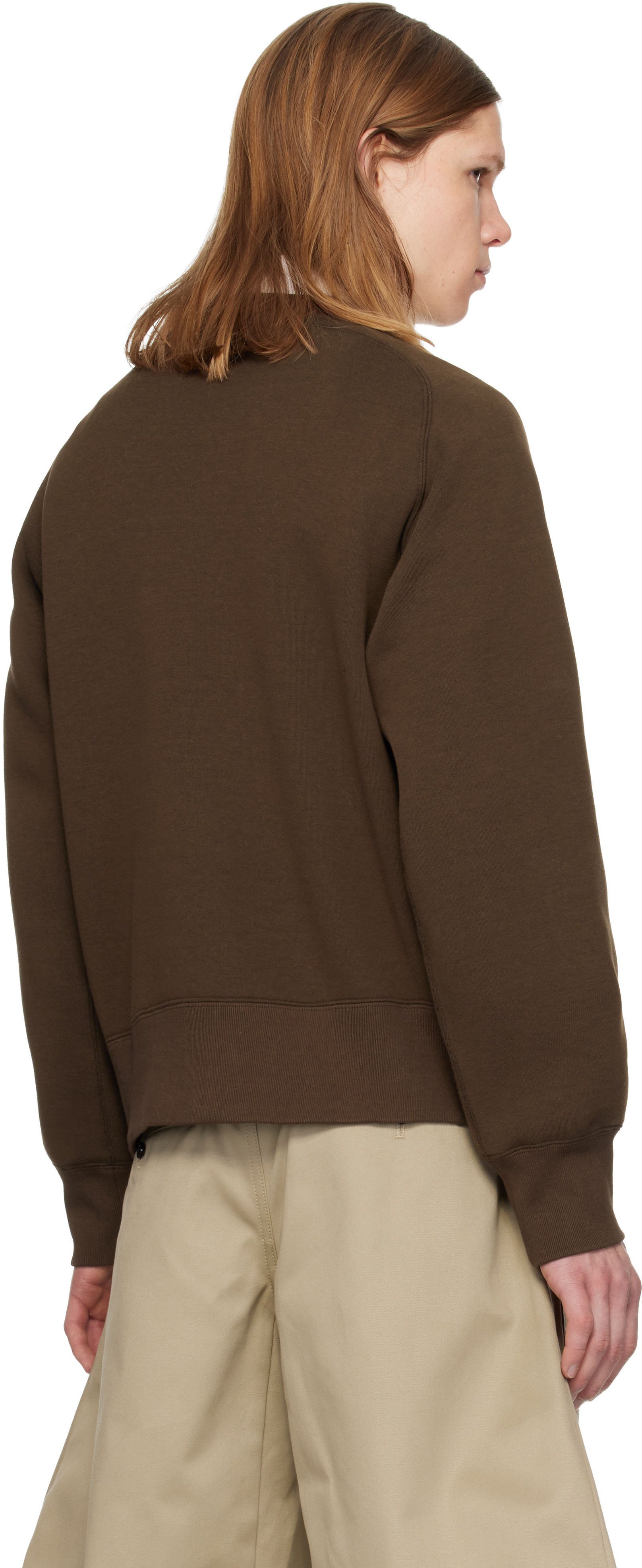 sacai - Pull molletonné brun en jersey