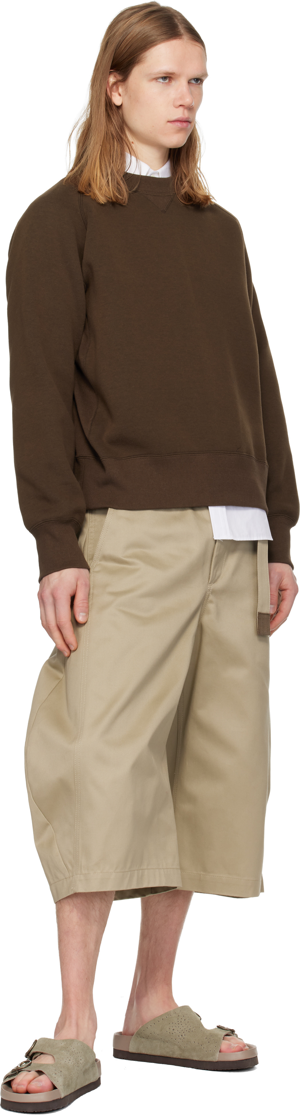 sacai - Pull molletonné brun en jersey