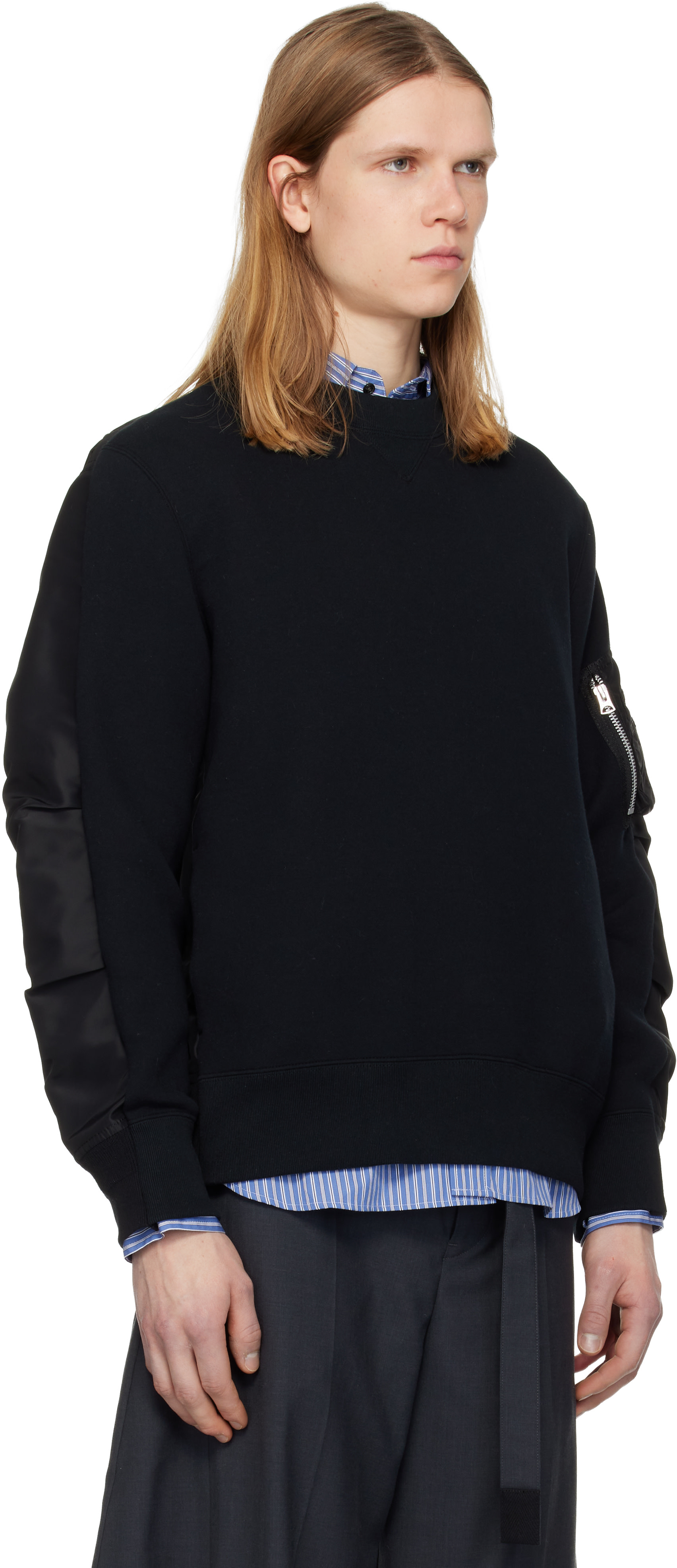 トレーナー+スウェット sacai  a Sweat Jersey Pullover sacai】スポンジスウェット×ナイロンツイル プルオーバー (sacai