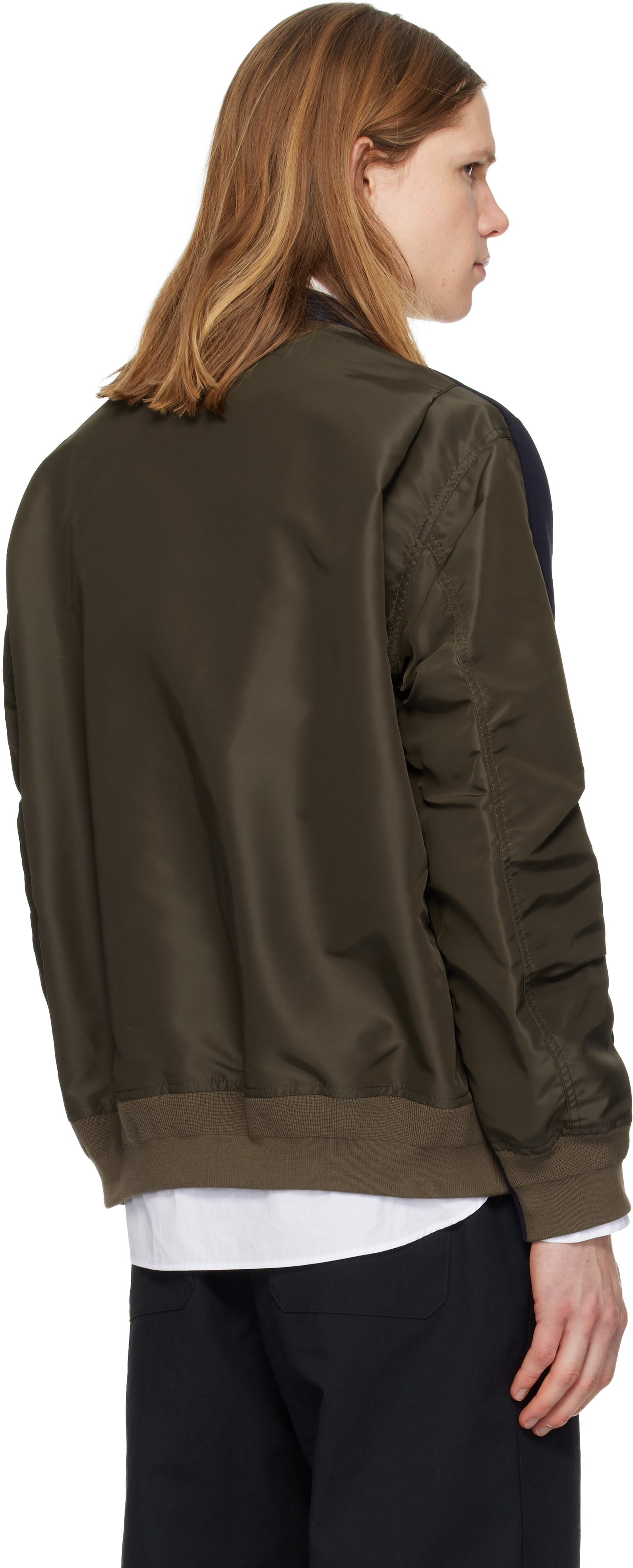 sacai: ネイビー＆カーキ Sponge Pullover スウェットシャツ | SSENSE 日本