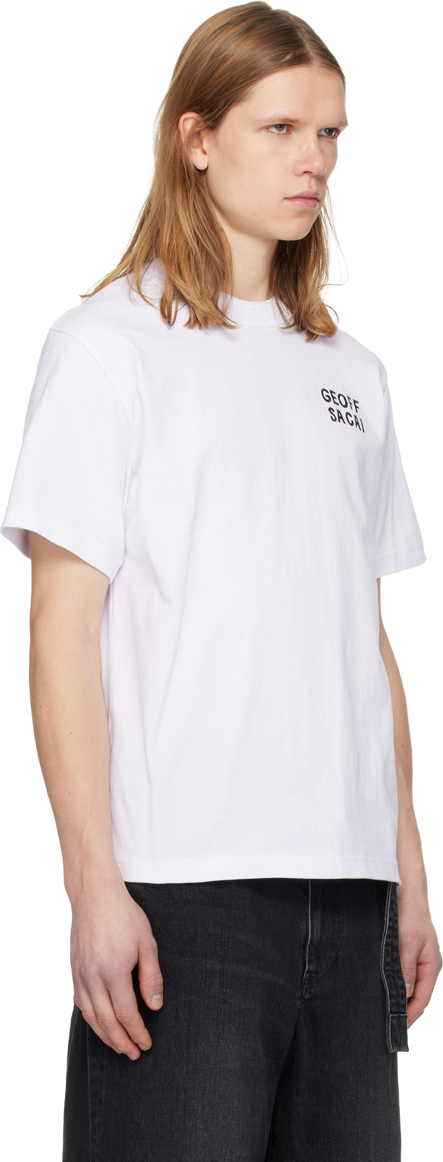 sacai: White 'geoff sacai' Embroidery T-shirt | SSENSE sacai: White 'geoff sacai' Embroidery T-shirt | SSENSE