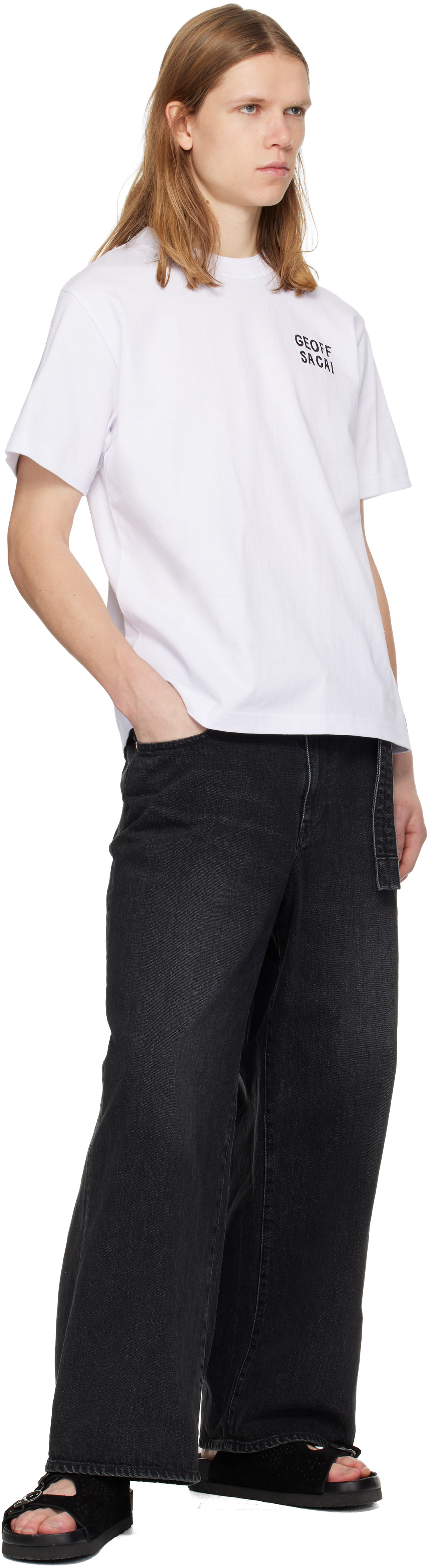 sacai: White 'geoff sacai' Embroidery T-shirt | SSENSE