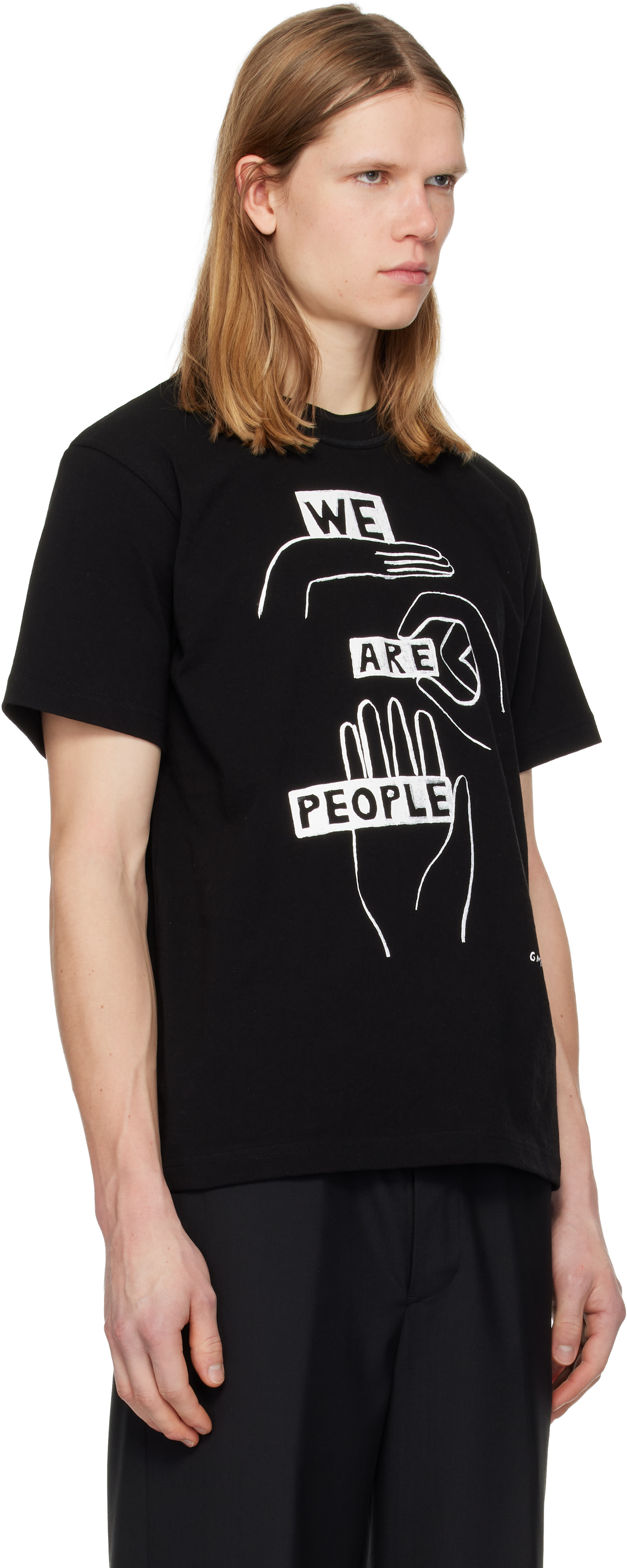 sacai: Black 'geoff sacai' Print T-shirt | SSENSE