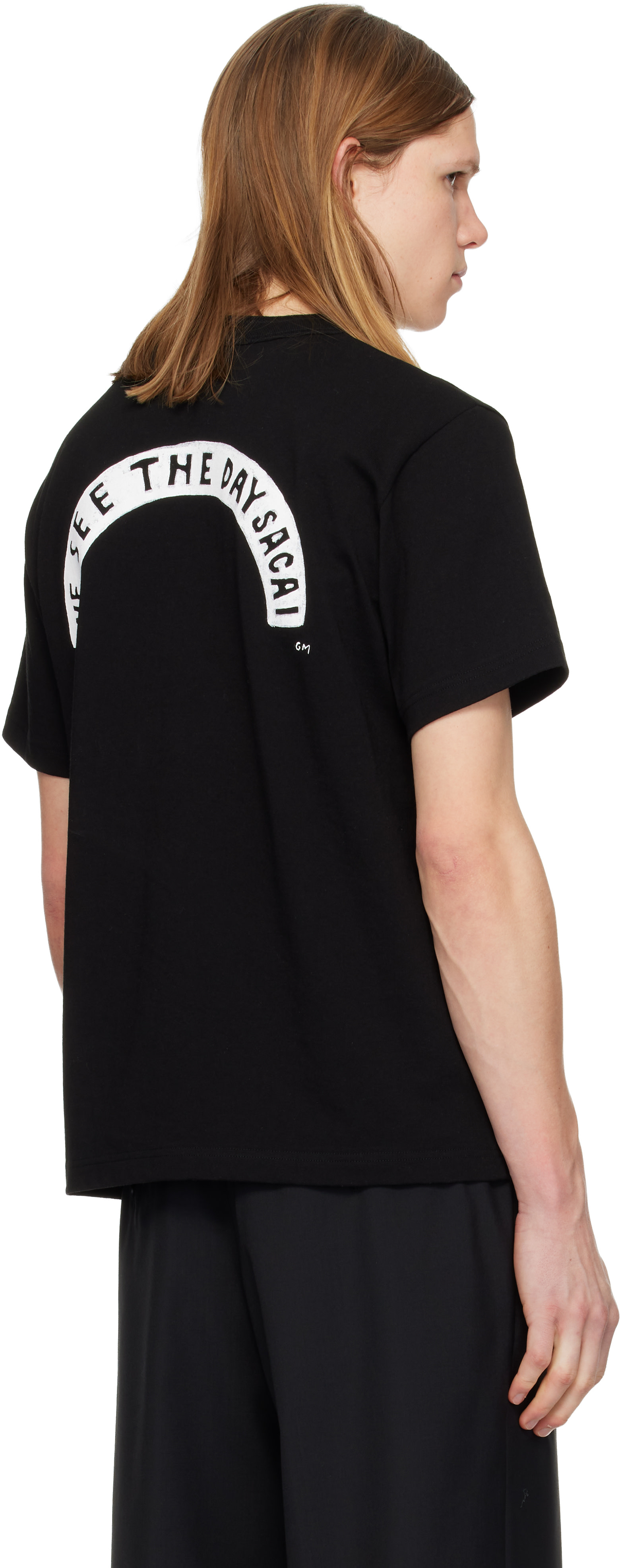 sacai: ブラック 'geoff sacai' プリントTシャツ | SSENSE 日本