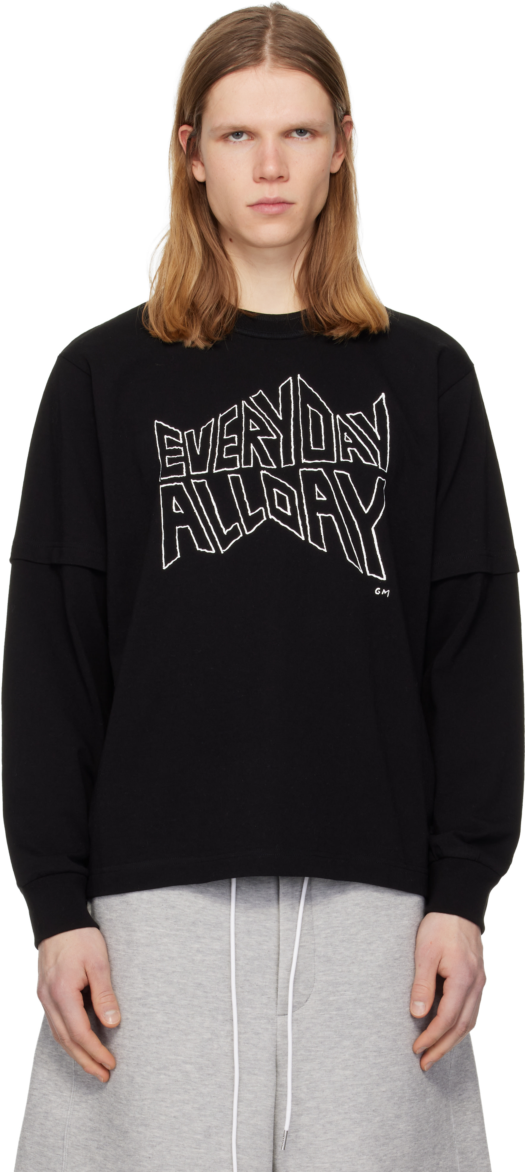 sacai: Black 'geoff sacai' Print L/S T-shirt | SSENSE