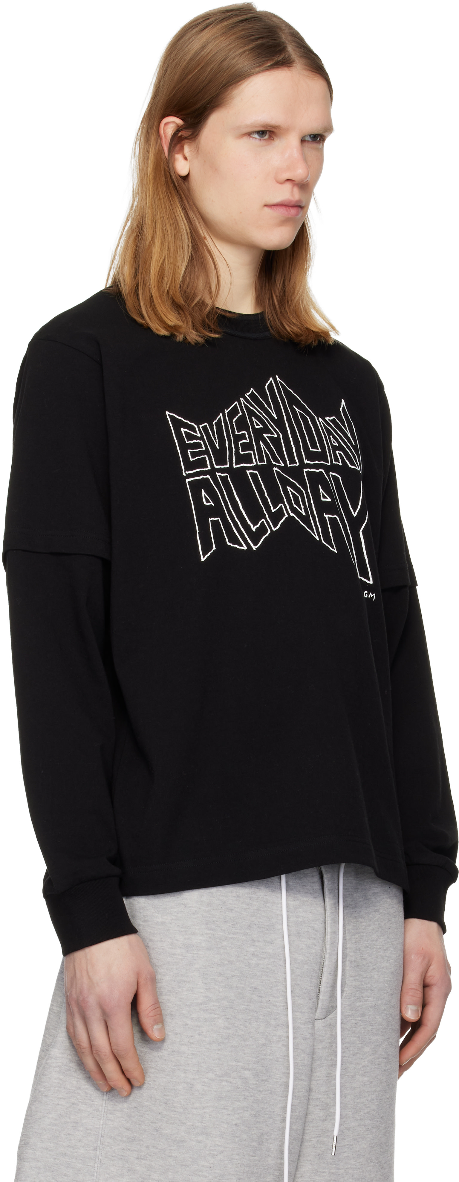 sacai: ブラック 'geoff sacai' プリント 長袖Tシャツ | SSENSE 日本