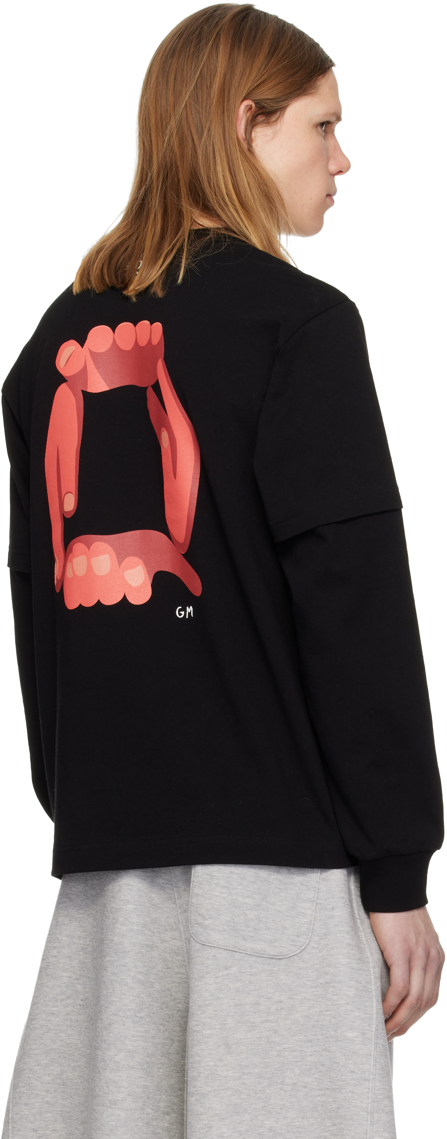 sacai: ブラック 'geoff sacai' プリント 長袖Tシャツ | SSENSE 日本