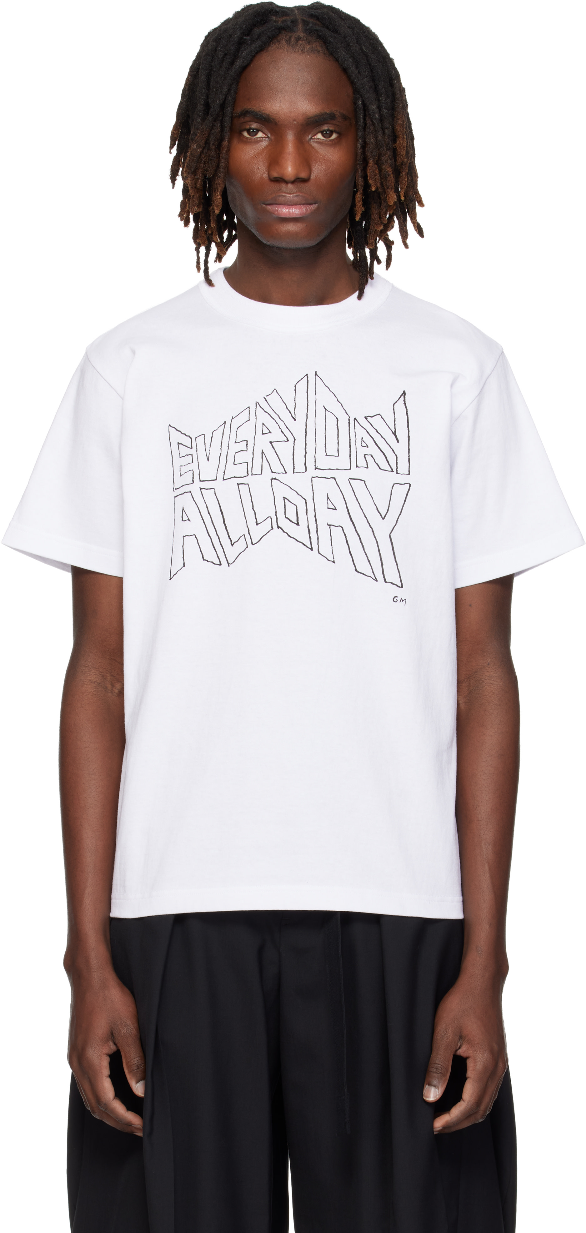sacai: White 'geoff sacai' Print T-shirt | SSENSE