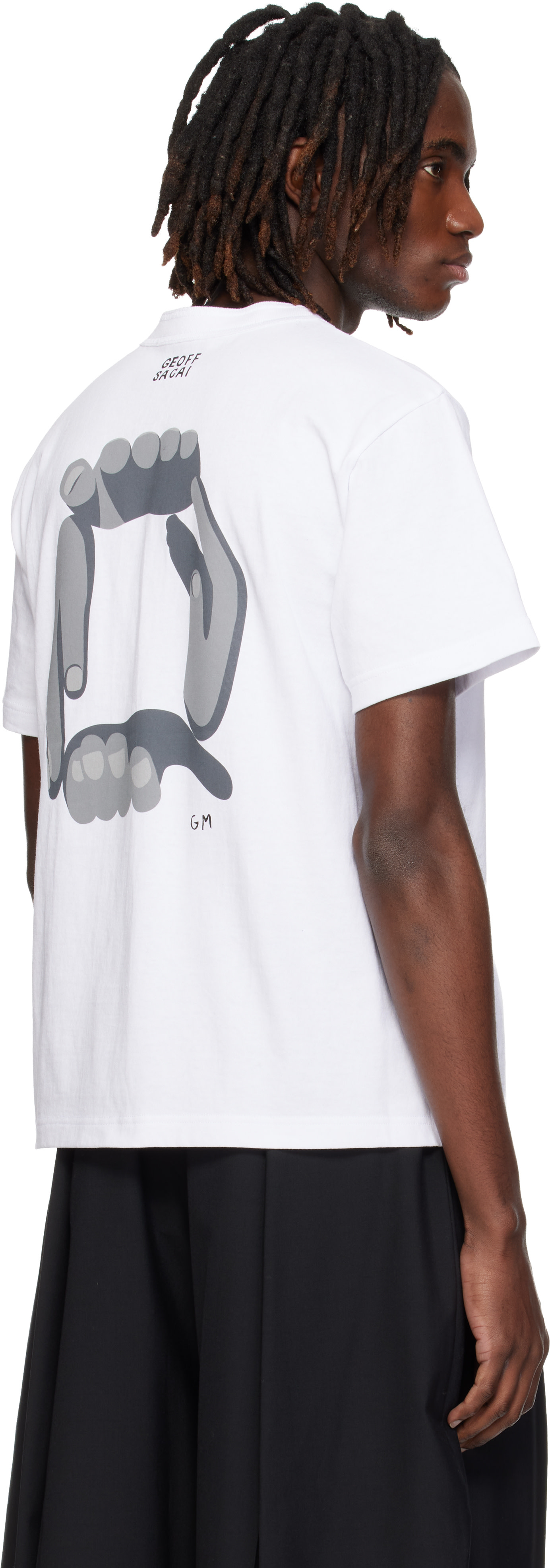sacai: ホワイト 'geoff sacai' プリント Tシャツ | SSENSE 日本