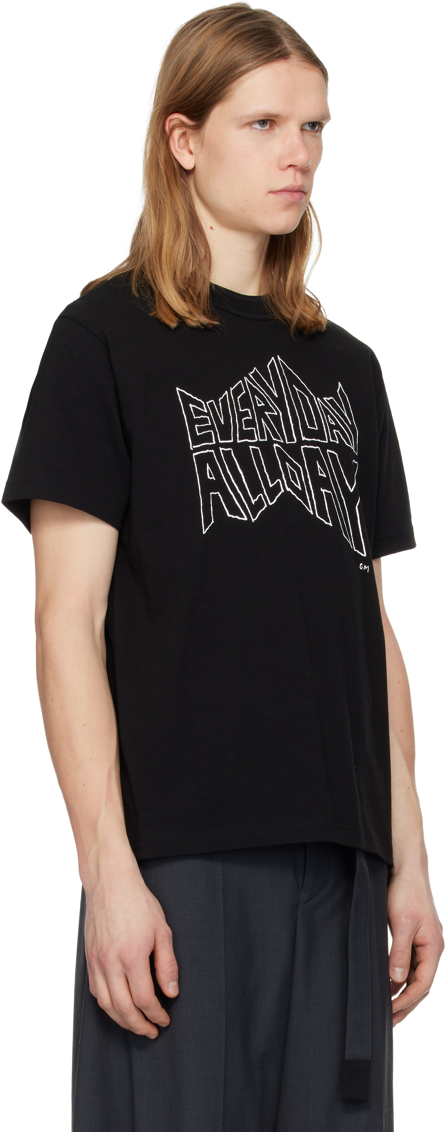 sacai: ブラック 'geoff sacai' プリントTシャツ | SSENSE 日本
