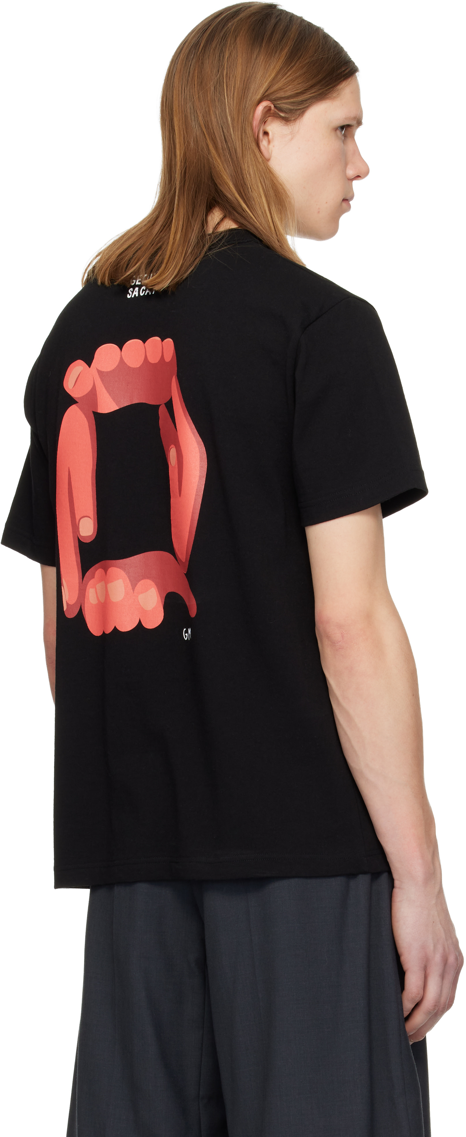 sacai: ブラック 'geoff sacai' プリントTシャツ | SSENSE 日本