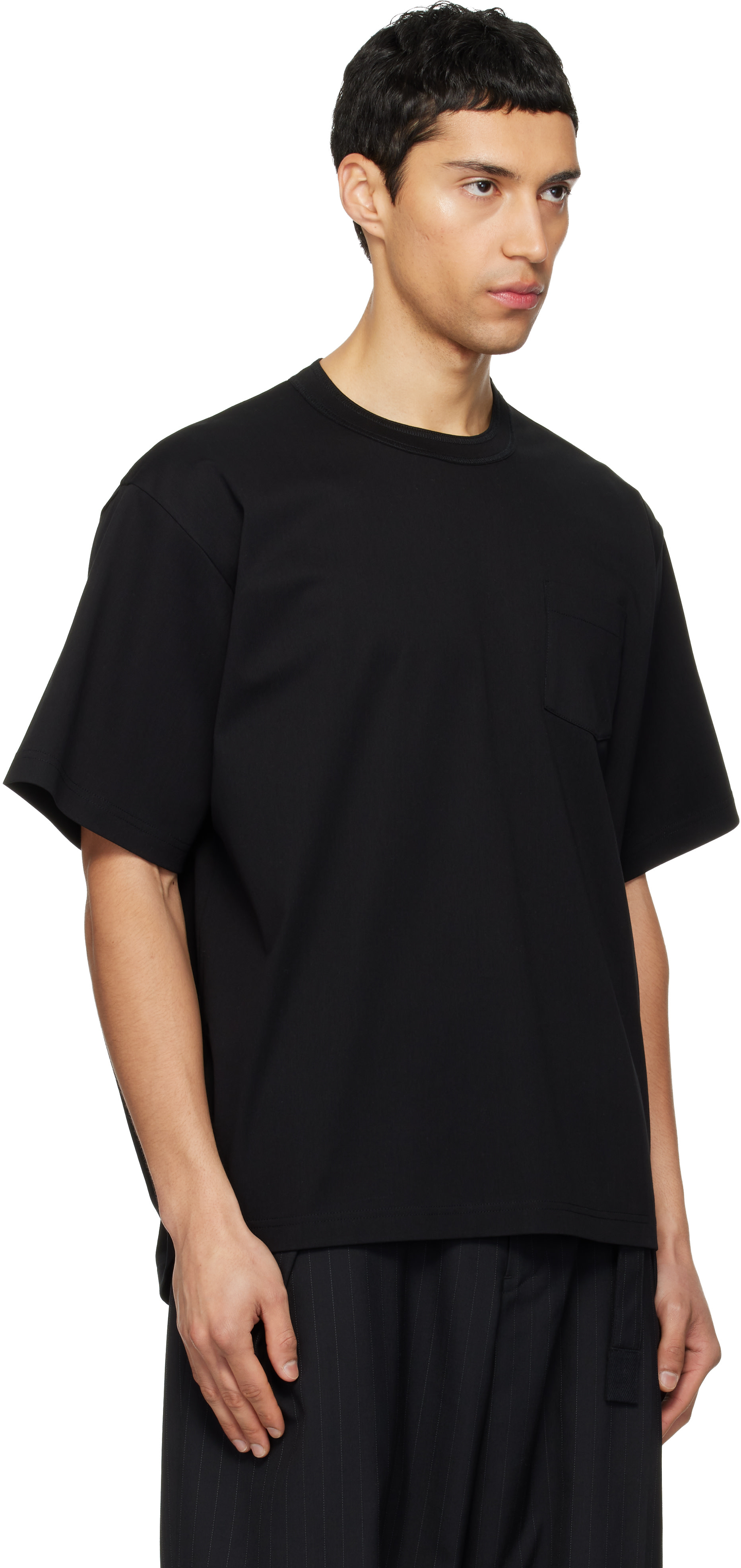 sacai: ブラック コットンジャージ Tシャツ | SSENSE 日本