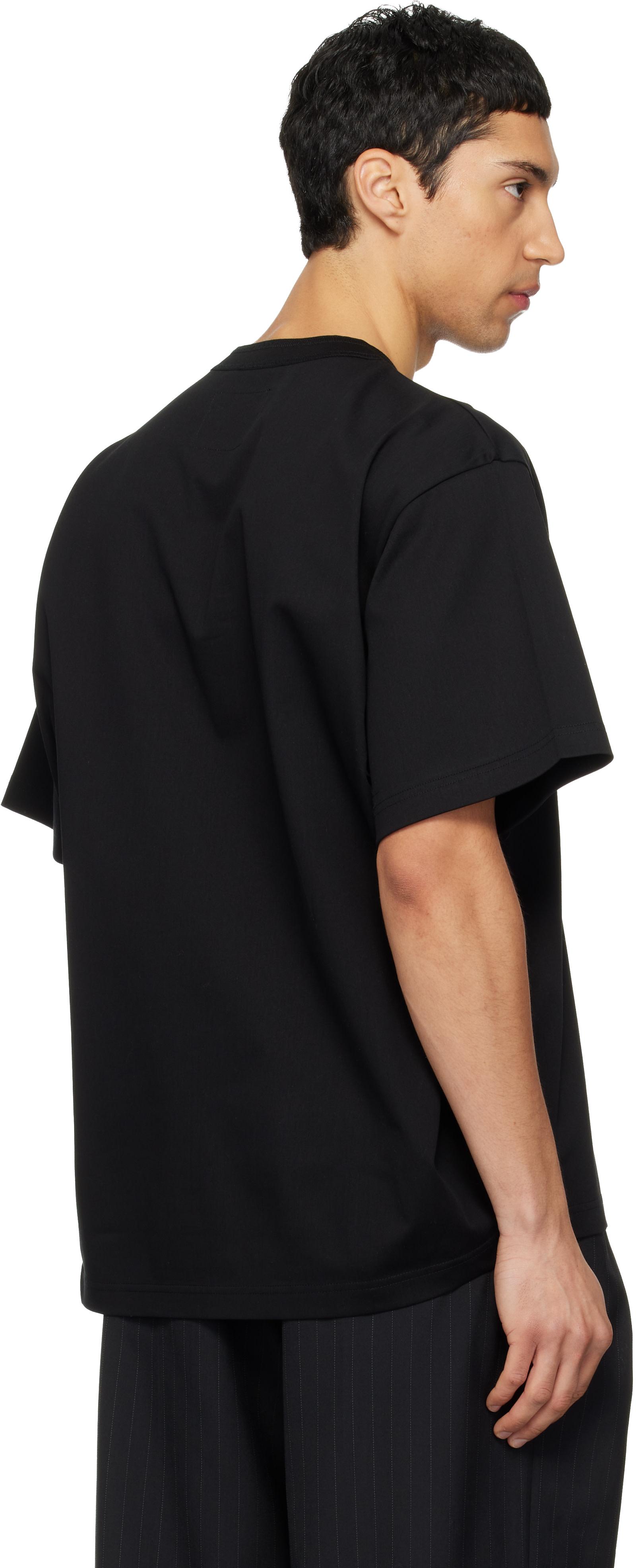 sacai: ブラック コットンジャージ Tシャツ | SSENSE 日本
