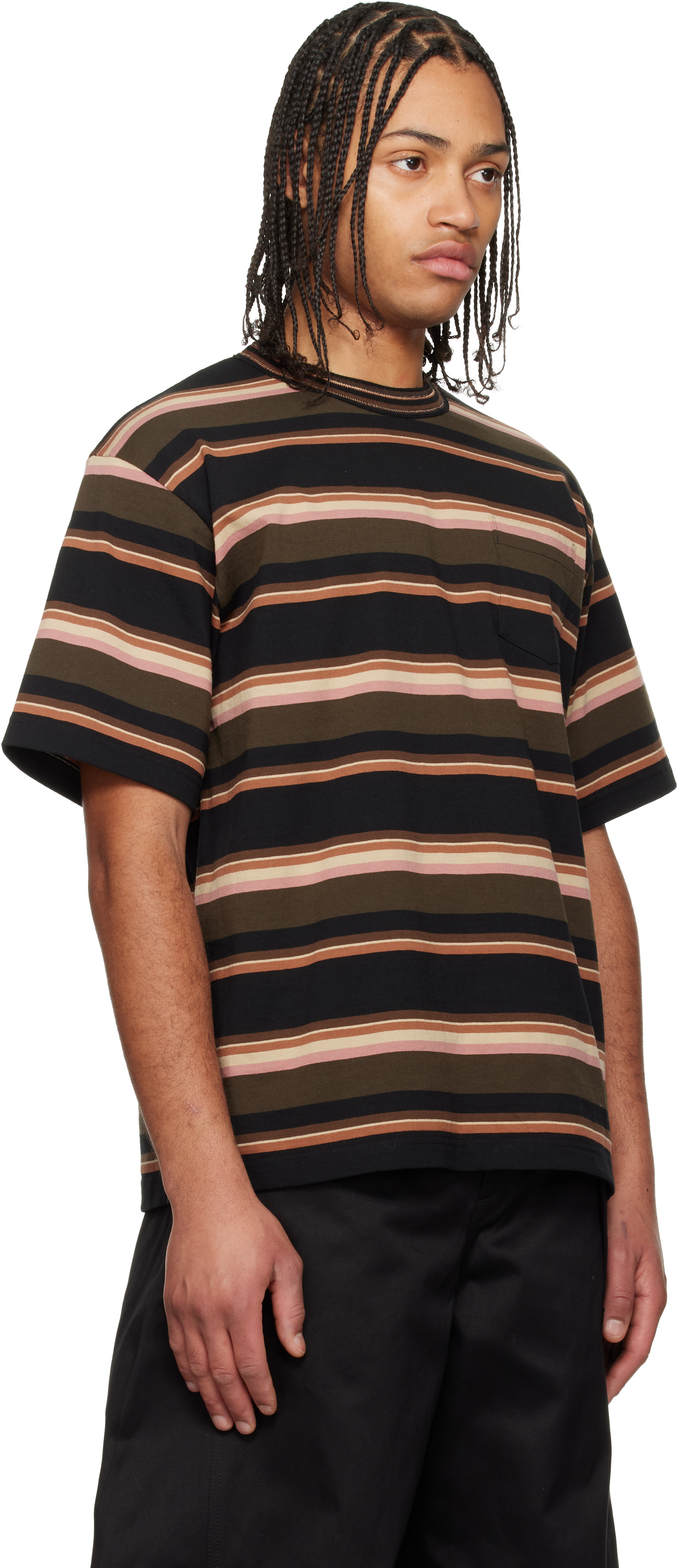 sacai: マルチカラー ホリゾンタルストライプ Tシャツ | SSENSE 日本
