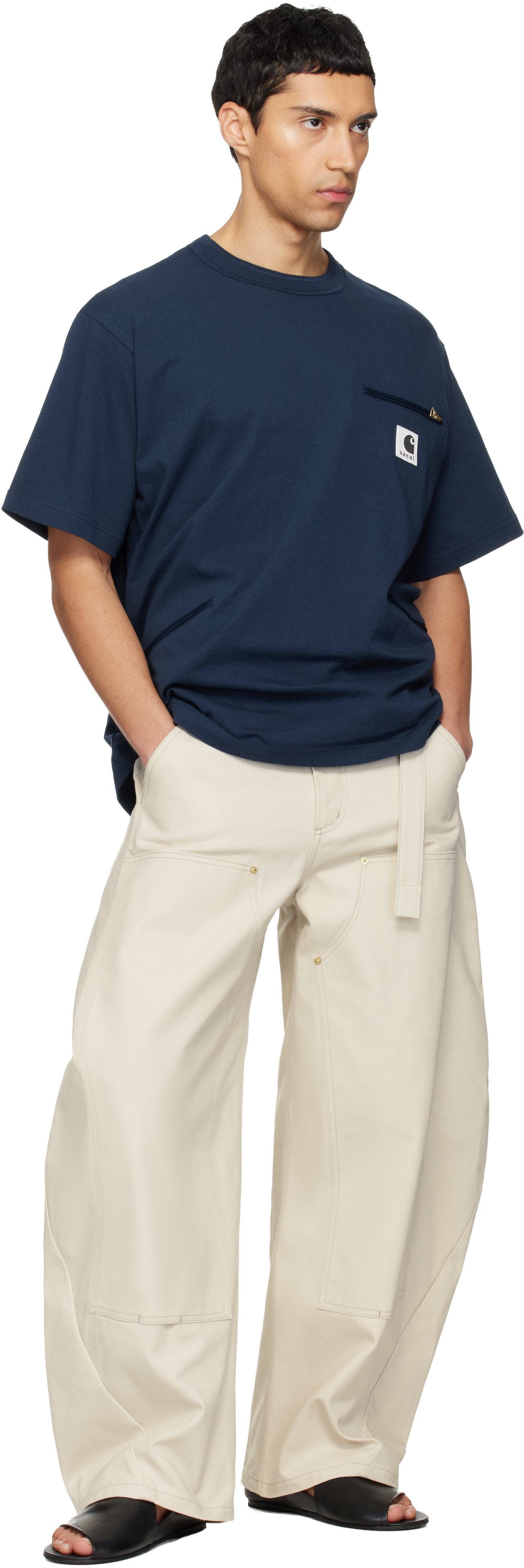 sacai: Navy Carhartt WIP Edition Cotton Jersey T-shirt | SSENSE