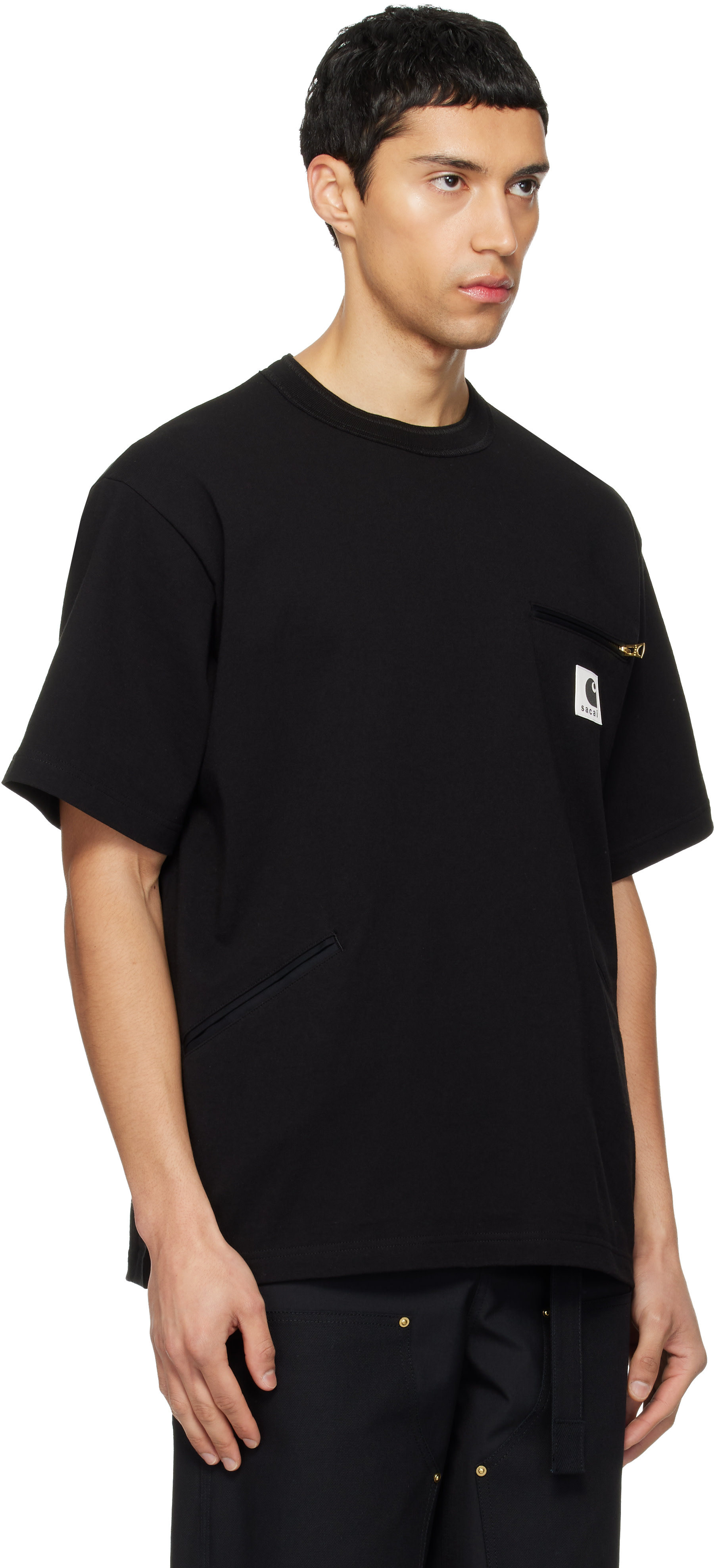 sacai レイヤードTシャツ sacai: Black Carhartt WIP Edition Cotton Jersey T-shirt | SSENSE