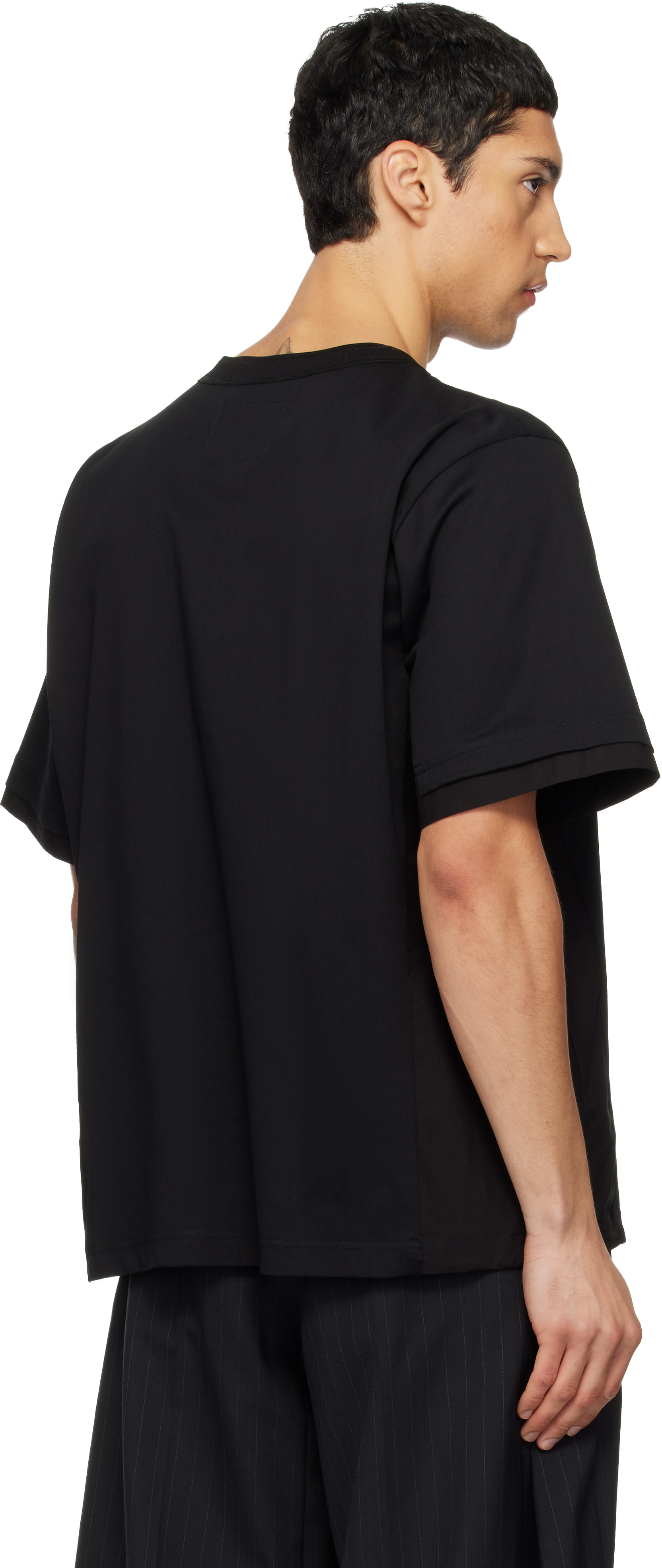 sacai: Black Cotton Typewriter & Cotton Jersey T-shirt | SSENSE