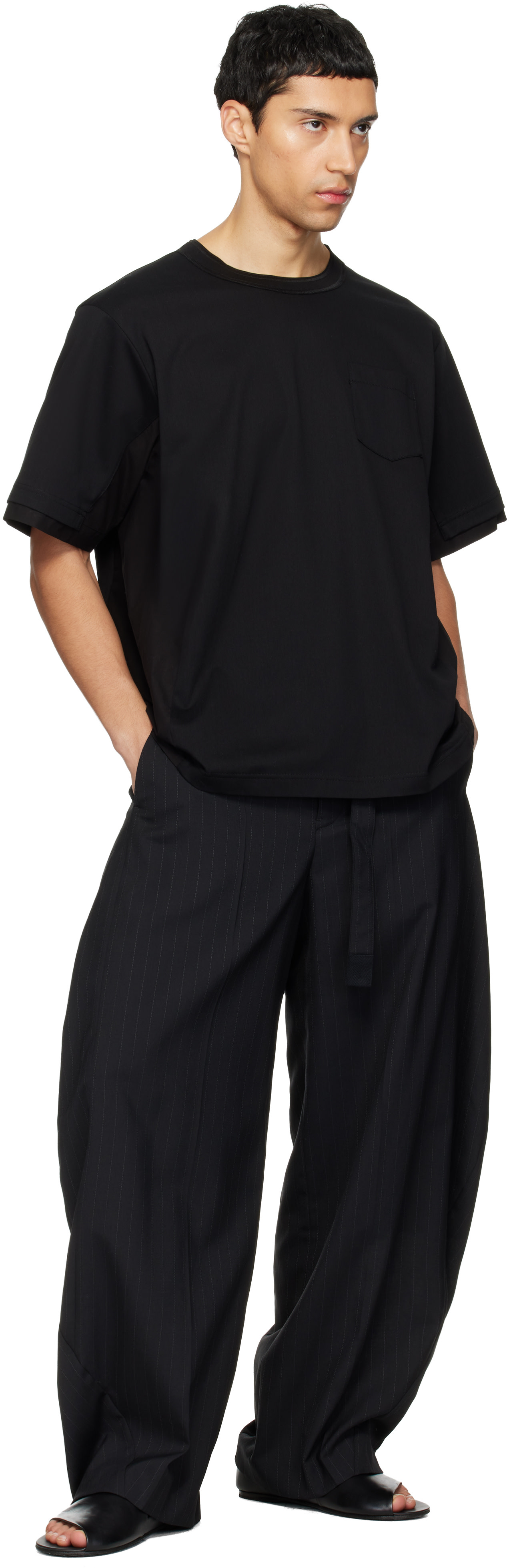 sacai: Black Cotton Typewriter & Cotton Jersey T-shirt | SSENSE